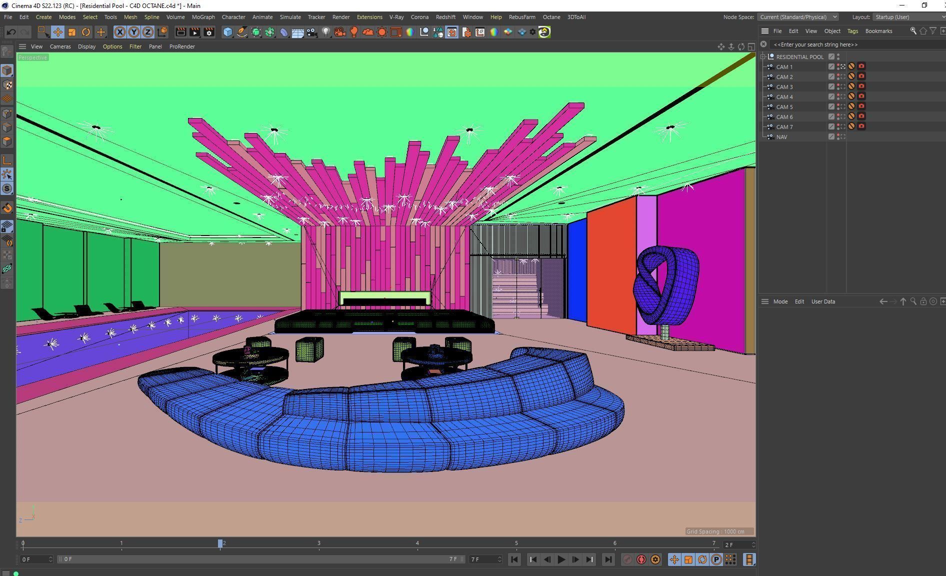 Octane - C4D scene files - Residential Pool Interior 3D model_9