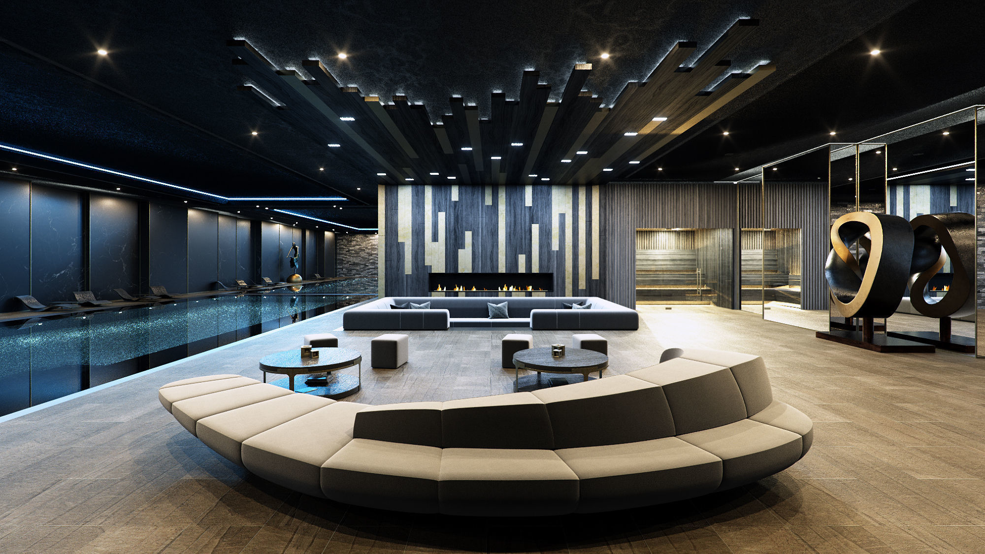 Octane - C4D scene files - Residential Pool Interior 3D model_1