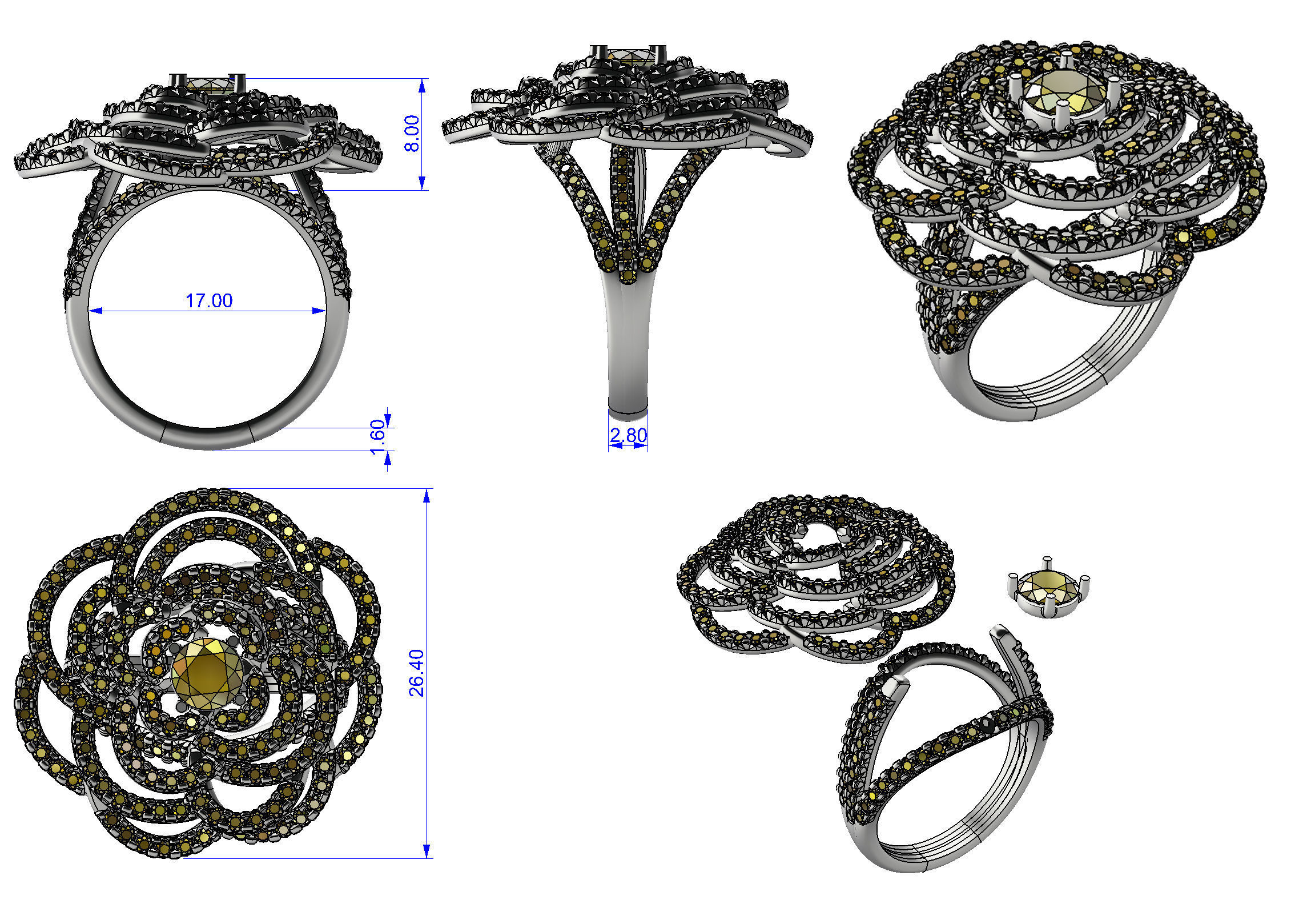 Ring Petals 3D print model_12