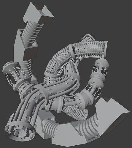 117 Rigged Sci-fi Mechanical Tubes for Kitbashing 3D model