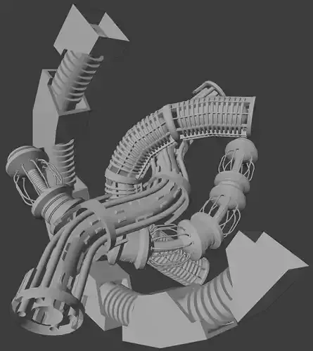 117 Rigged Sci-fi Mechanical Tubes for Kitbashing 3D model