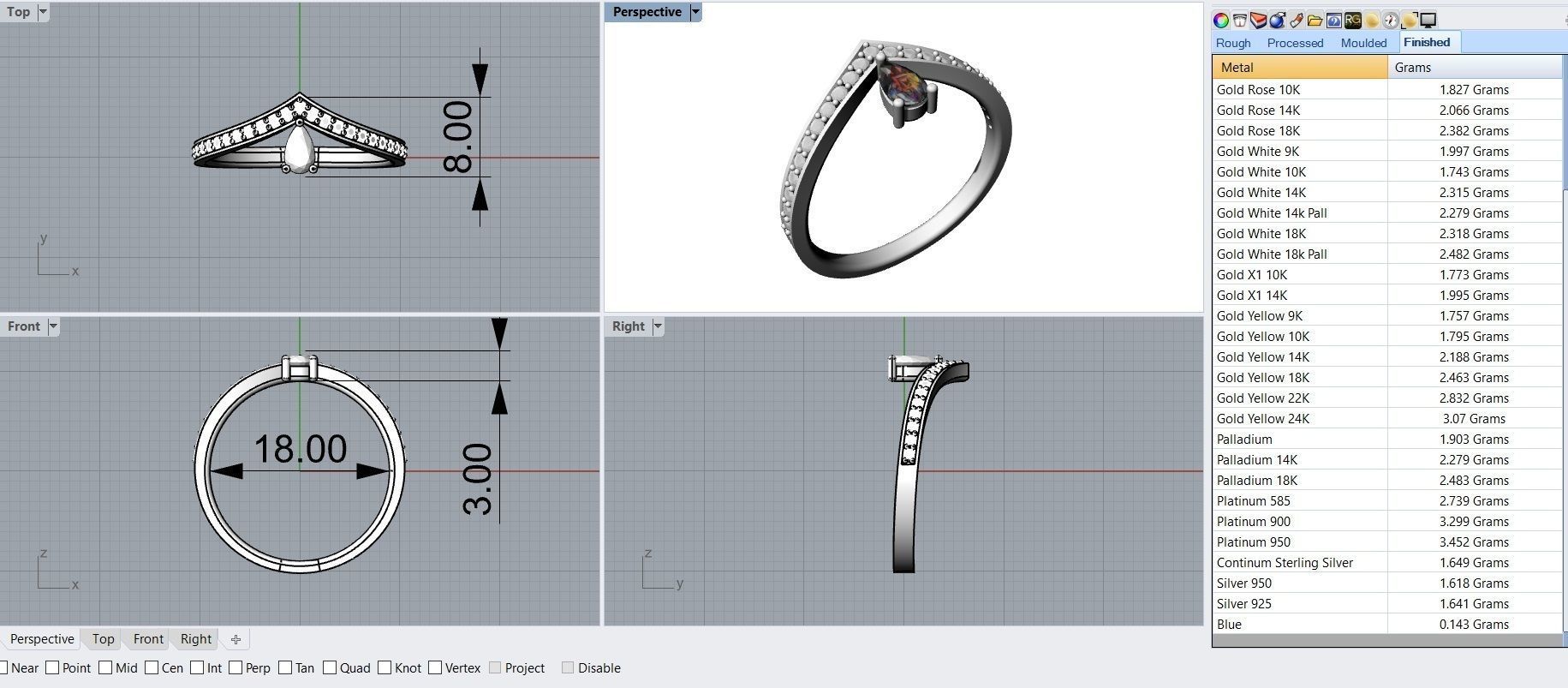 Set Light Fashion Ring - 3D Jewelry - 4 Models 3D print model_31