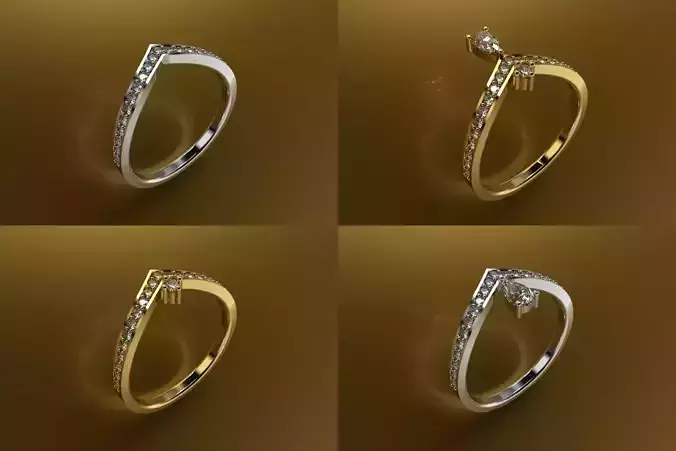Set Light Fashion Ring - 3D Jewelry - 4 Models 3D print model Set Light Fashion Ring - 3D Jewelry - 4 Models 3D print model