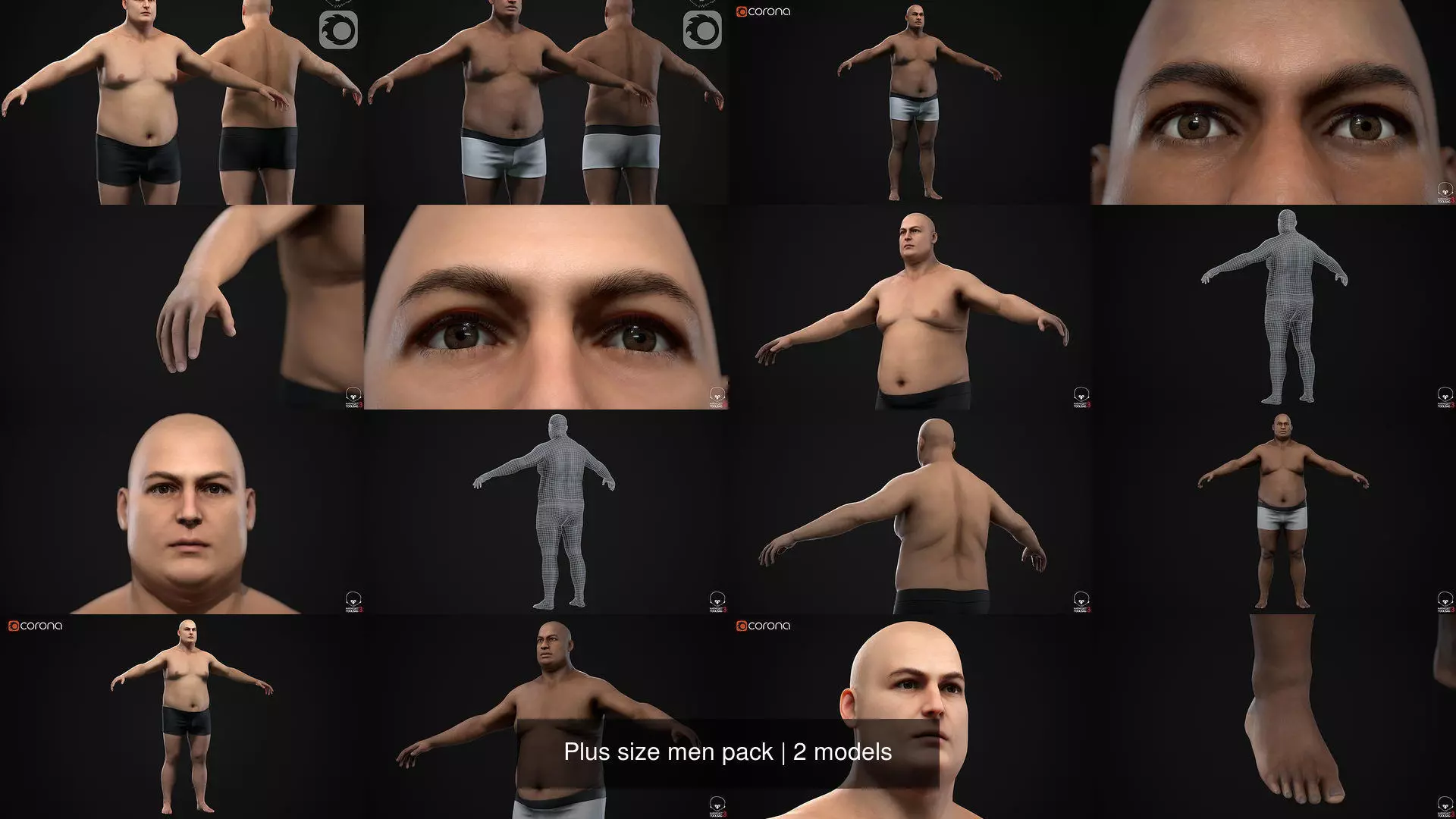 Plus size men pack 3D Model Collection_1