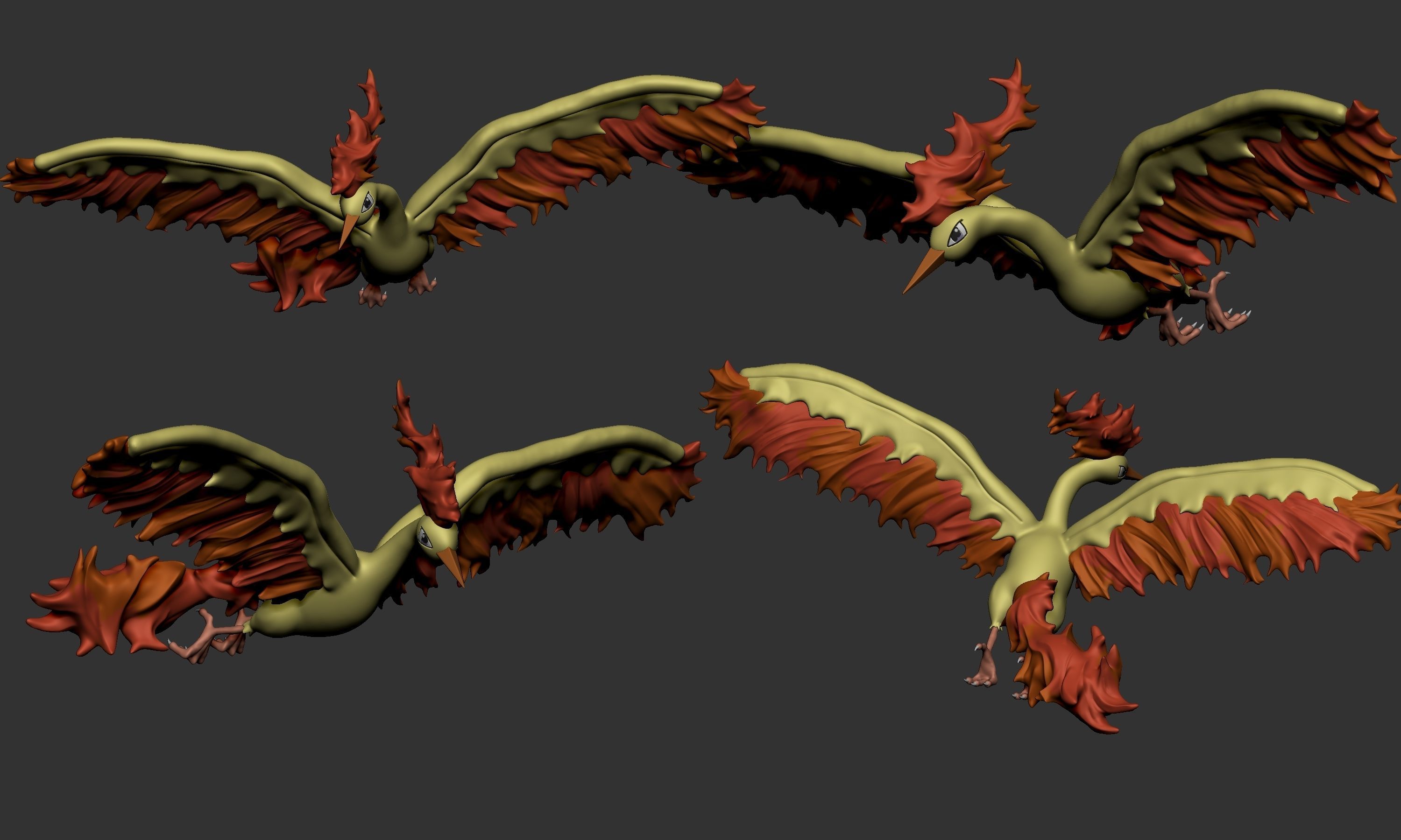 Pokemon - Moltres cutted and as a whole 3D print model_2