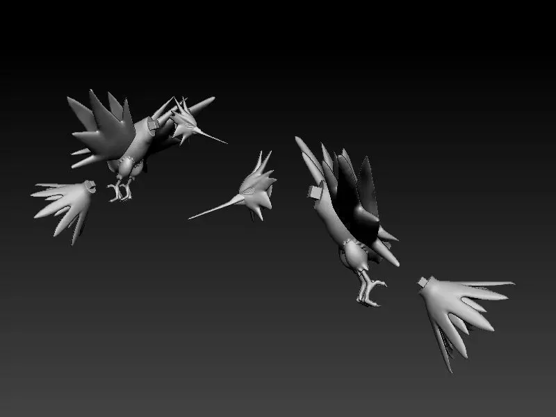 Pokemon - Zapdos with cuts and as a whole 3D print model