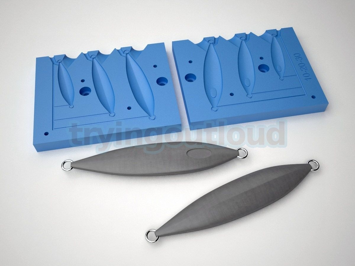 10-30 GR Slow PItch Slug Metal Jig Mold 3D print model_1