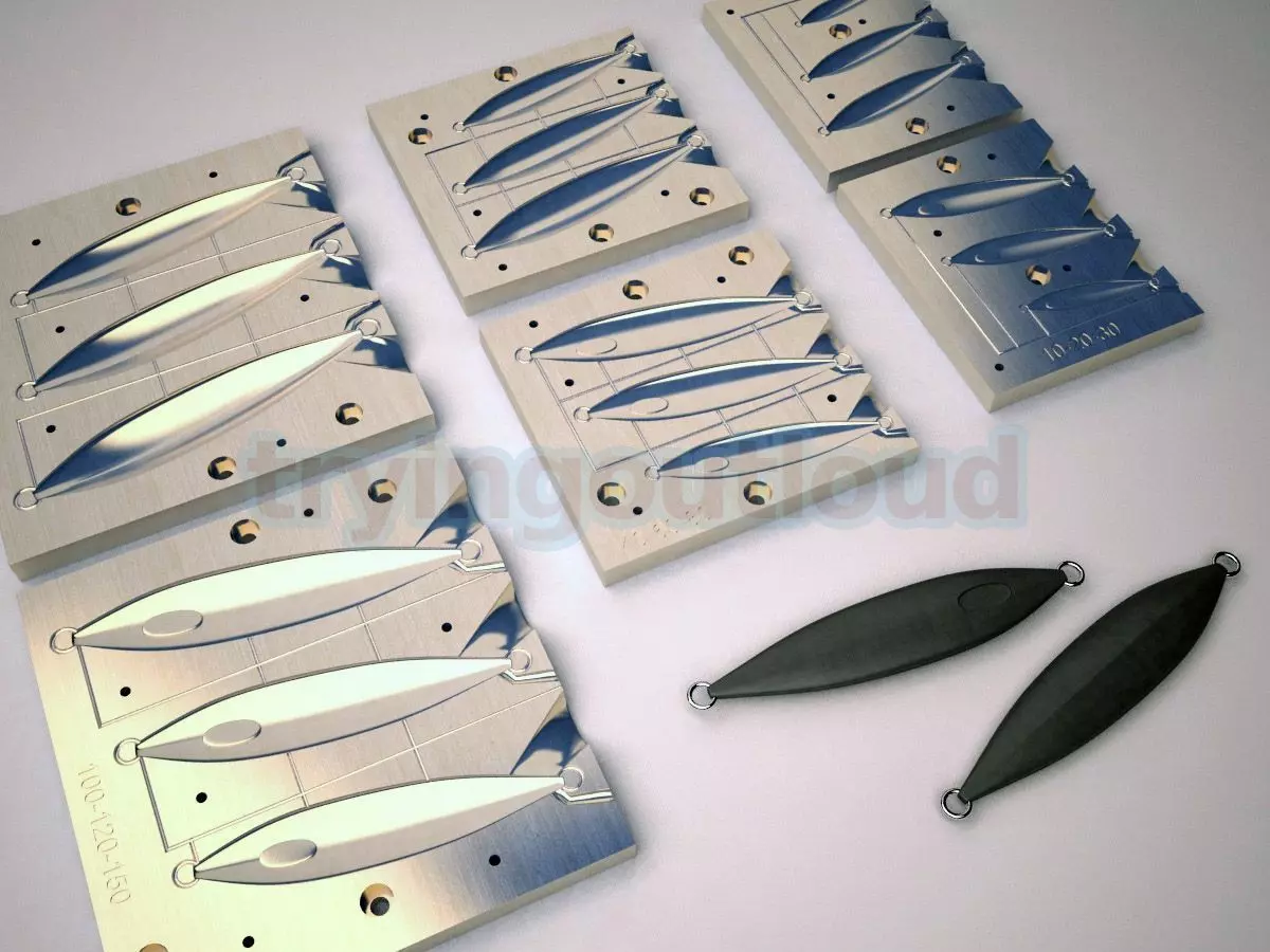 10-150 GR Slow PItch Slug Metal Jig Mold Packs 3D print model