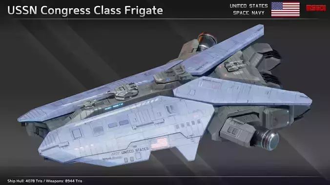 USSN Congress Class Frigate Low-poly 3D model