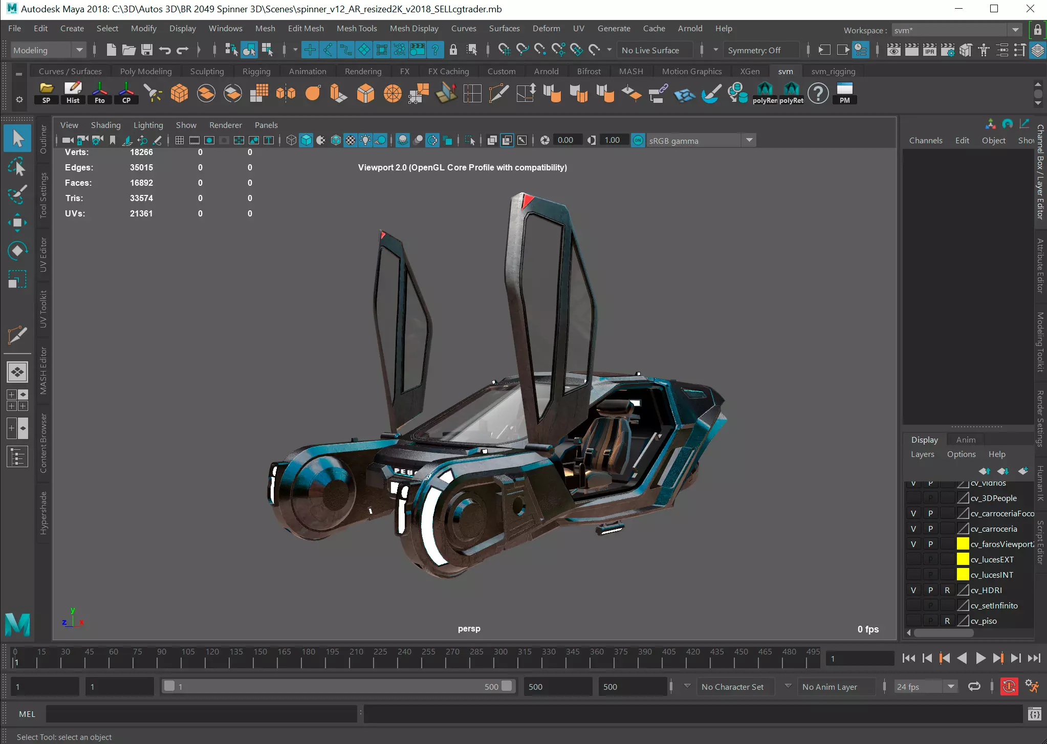 Bladerunner 2049 spinner 3D 2K clean uvmaps Low-poly 3D model_0