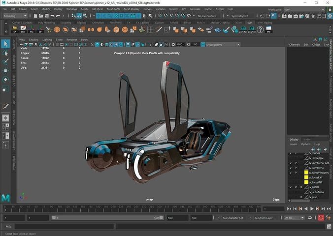 Bladerunner 2049 spinner 3D 2K clean uvmaps Low-poly 3D model