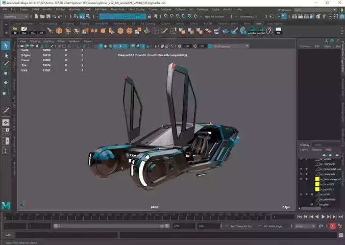 Bladerunner 2049 spinner 3D 2K clean uvmaps Low-poly 3D model