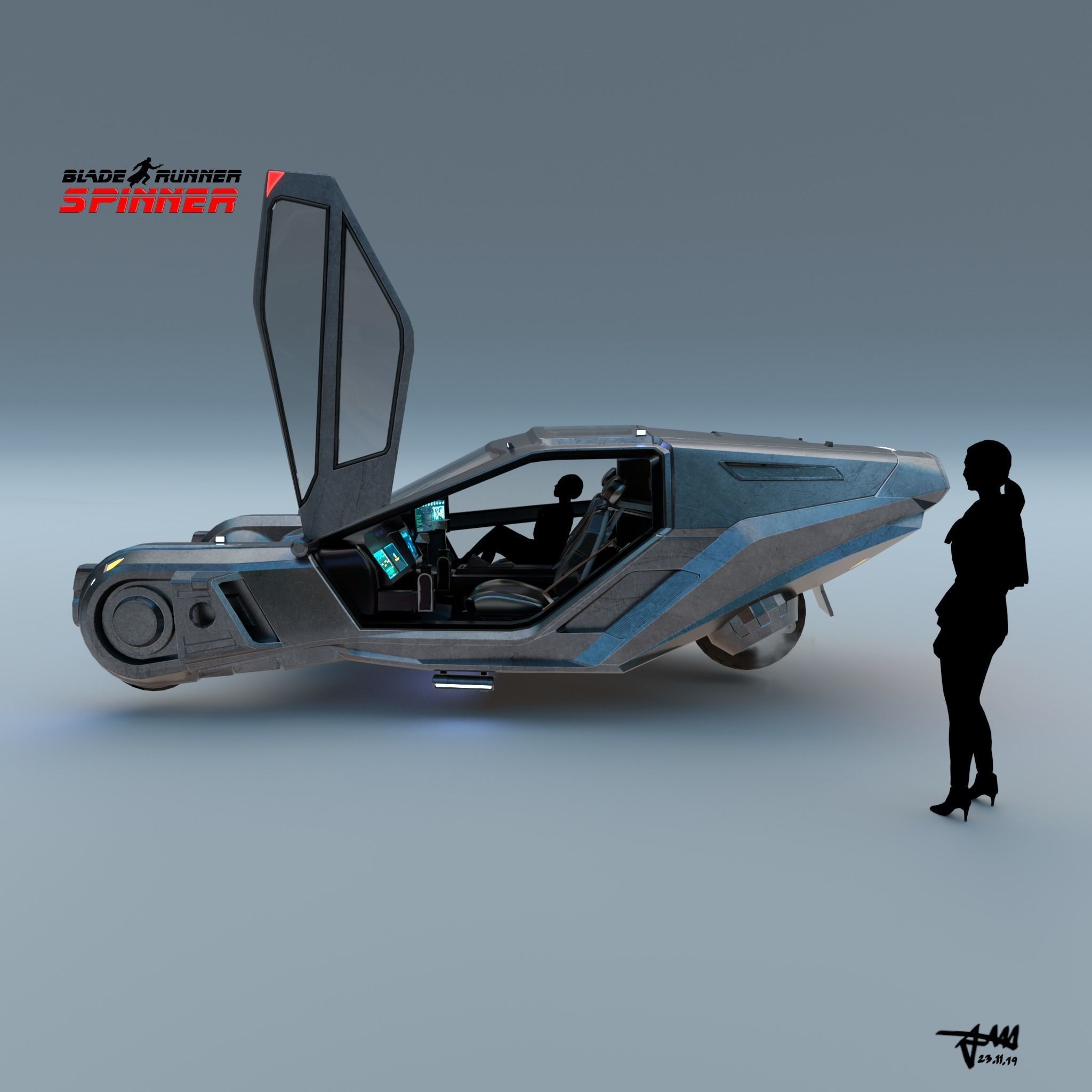 Bladerunner 2049 spinner 3D 2K clean uvmaps Low-poly 3D model_3