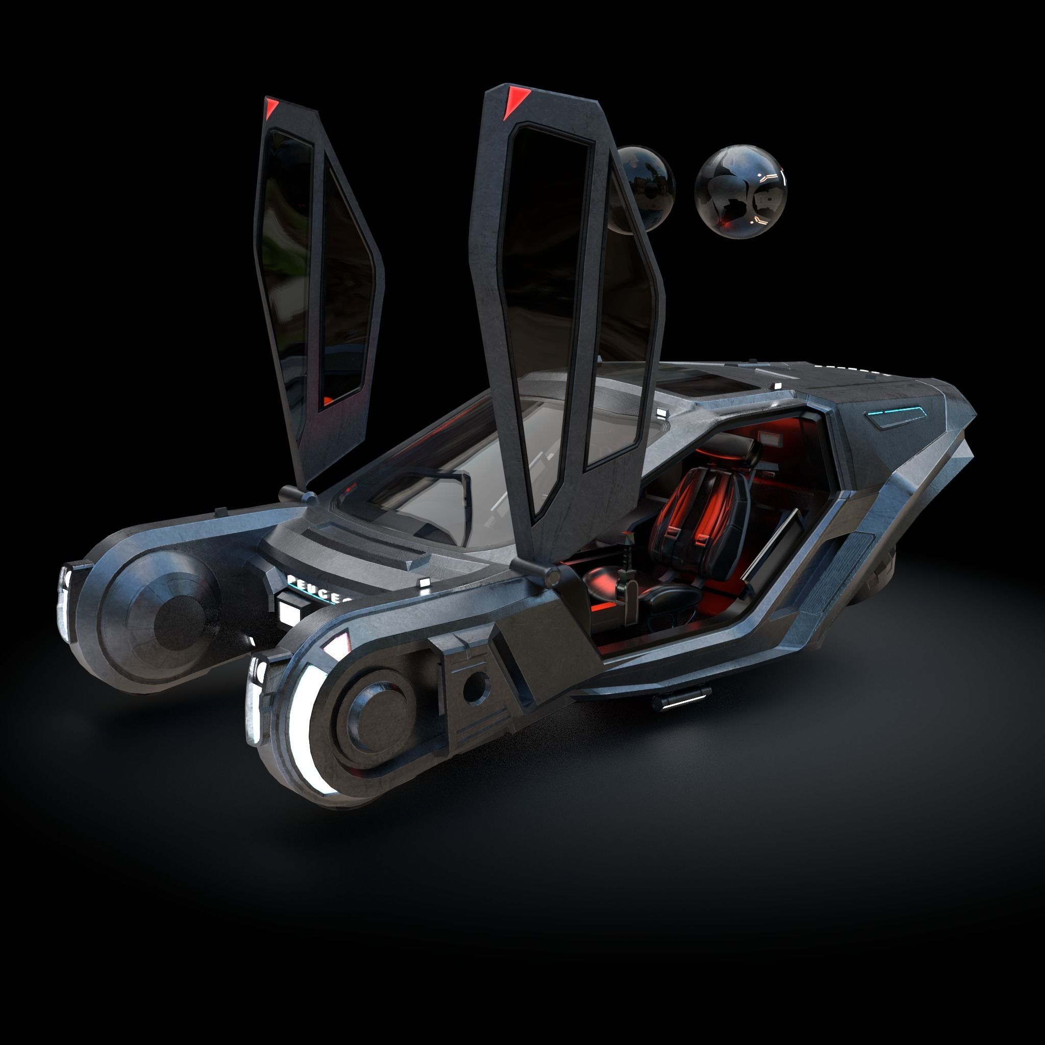 Bladerunner 2049 spinner 3D 2K clean uvmaps Low-poly 3D model_1