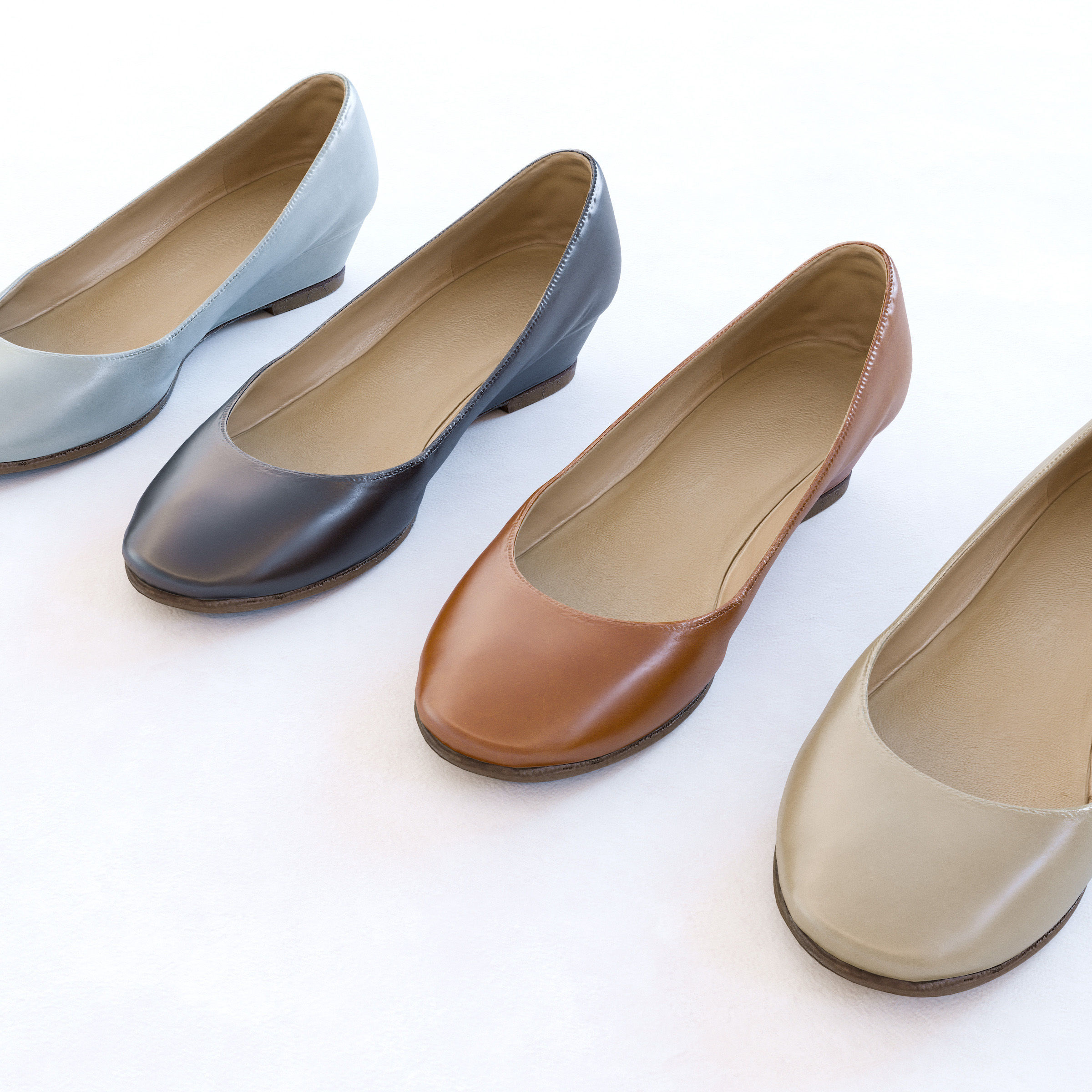 Pumps pair of light suede flats Low-poly 3D model_2