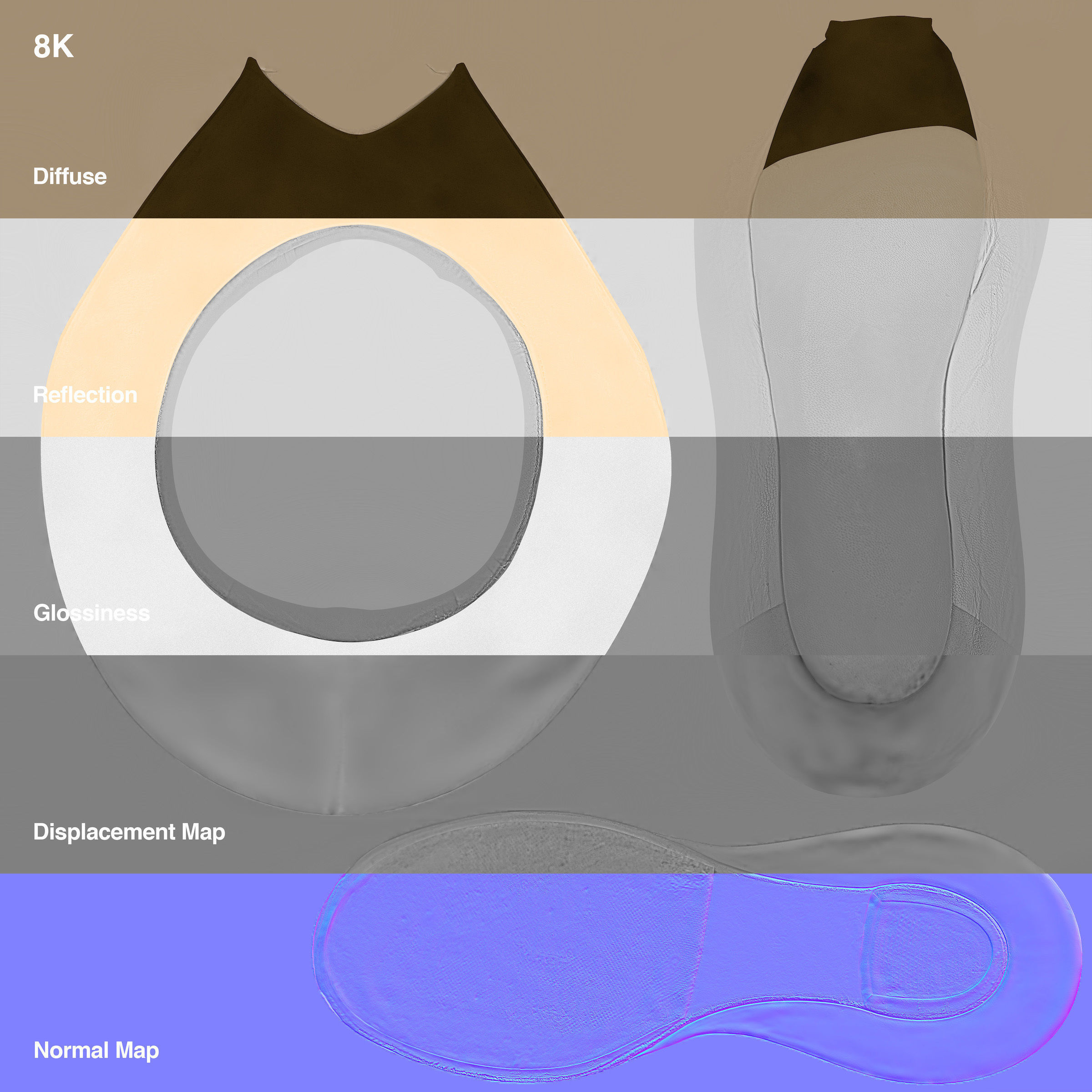 Open Toe Pumps Low-poly 3D model_7