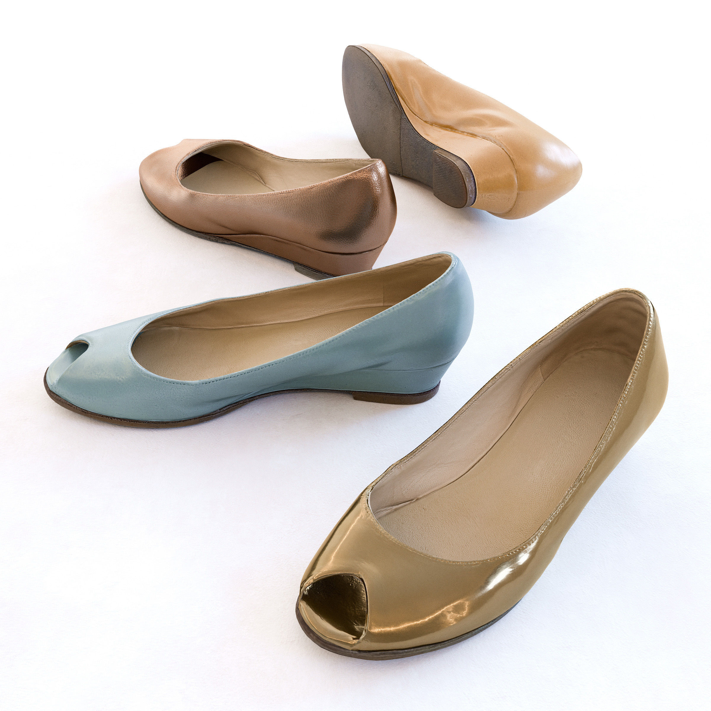 Open Toe Pumps Low-poly 3D model_4