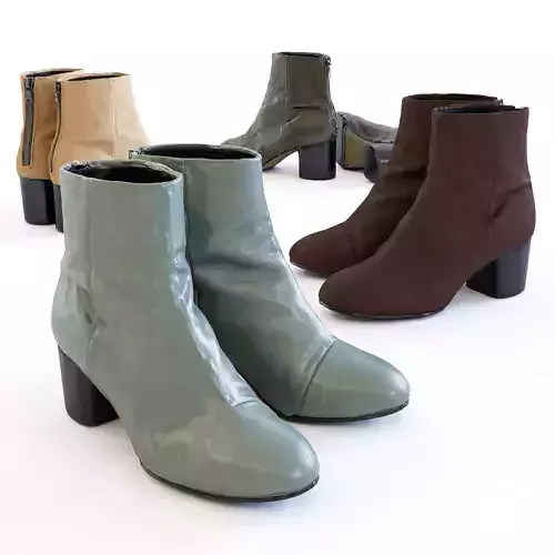 Round Heel Ankle Boots - Back zip