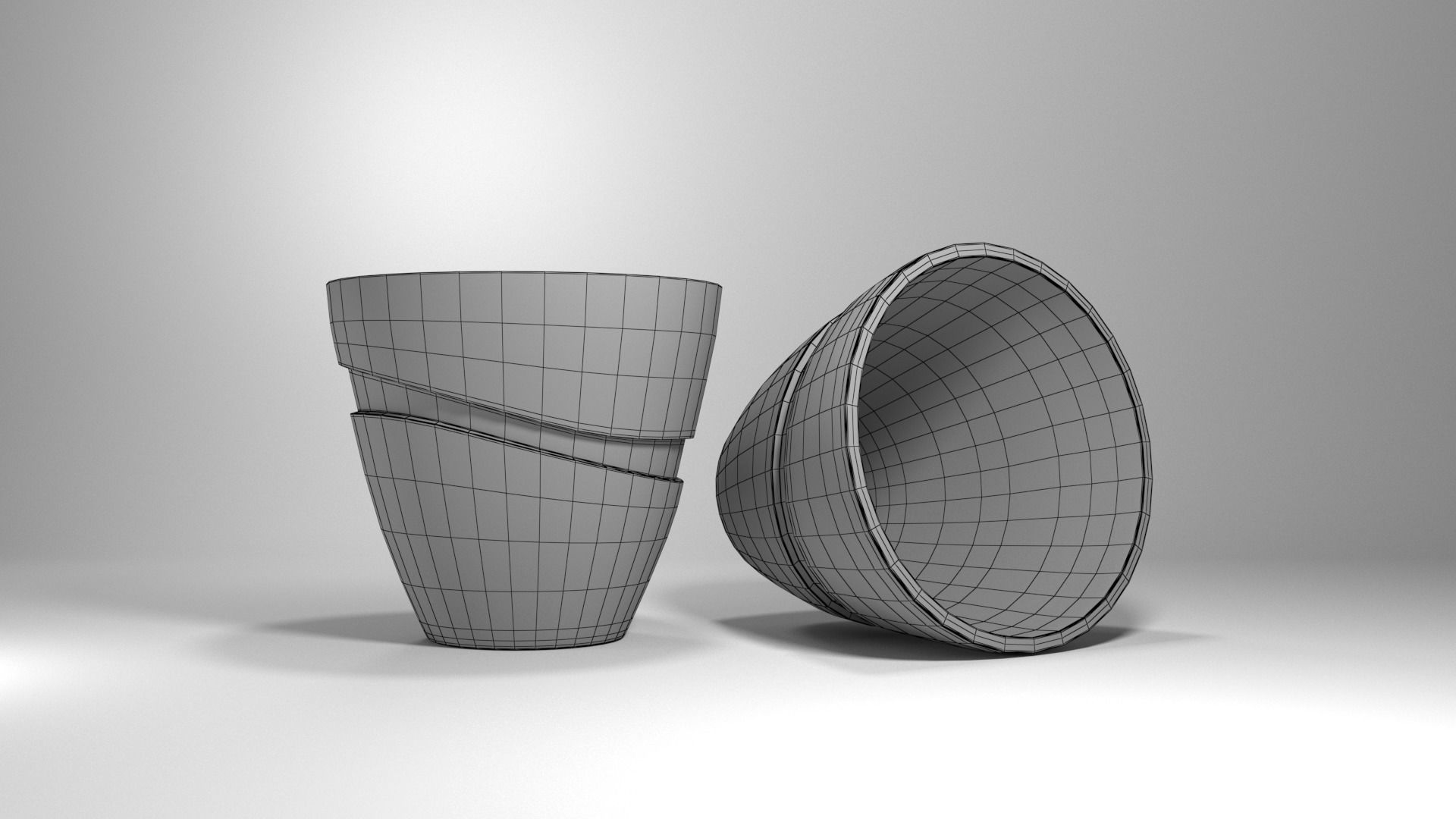 Concrete Pot 3d Low-poly 3D model_4