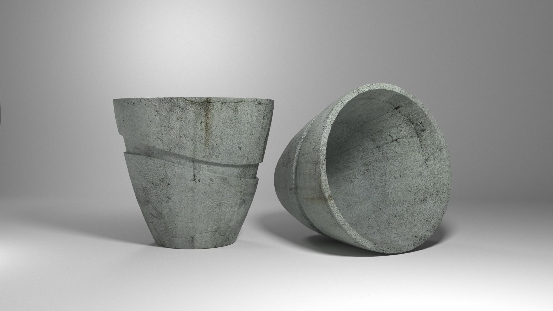Concrete Pot 3d Low-poly 3D model_2