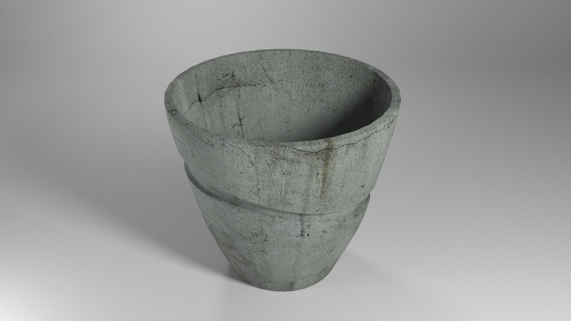 Concrete Pot 3d Low-poly 3D model_1