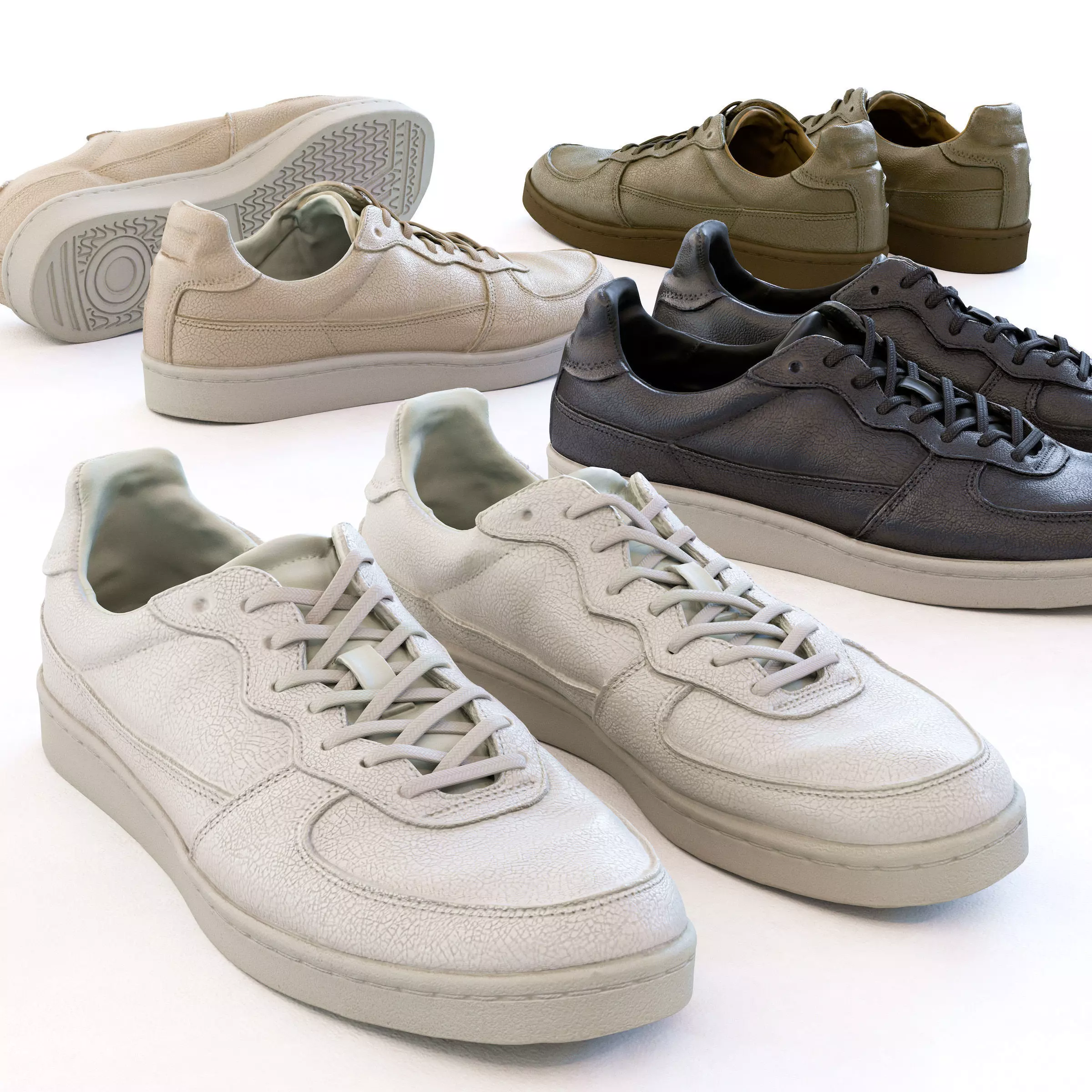 Sneakers three Low-poly 3D model_0
