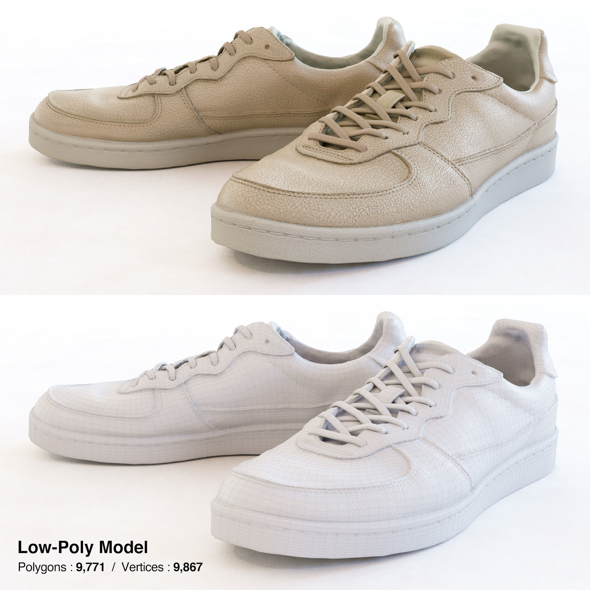 Sneakers three Low-poly 3D model_2