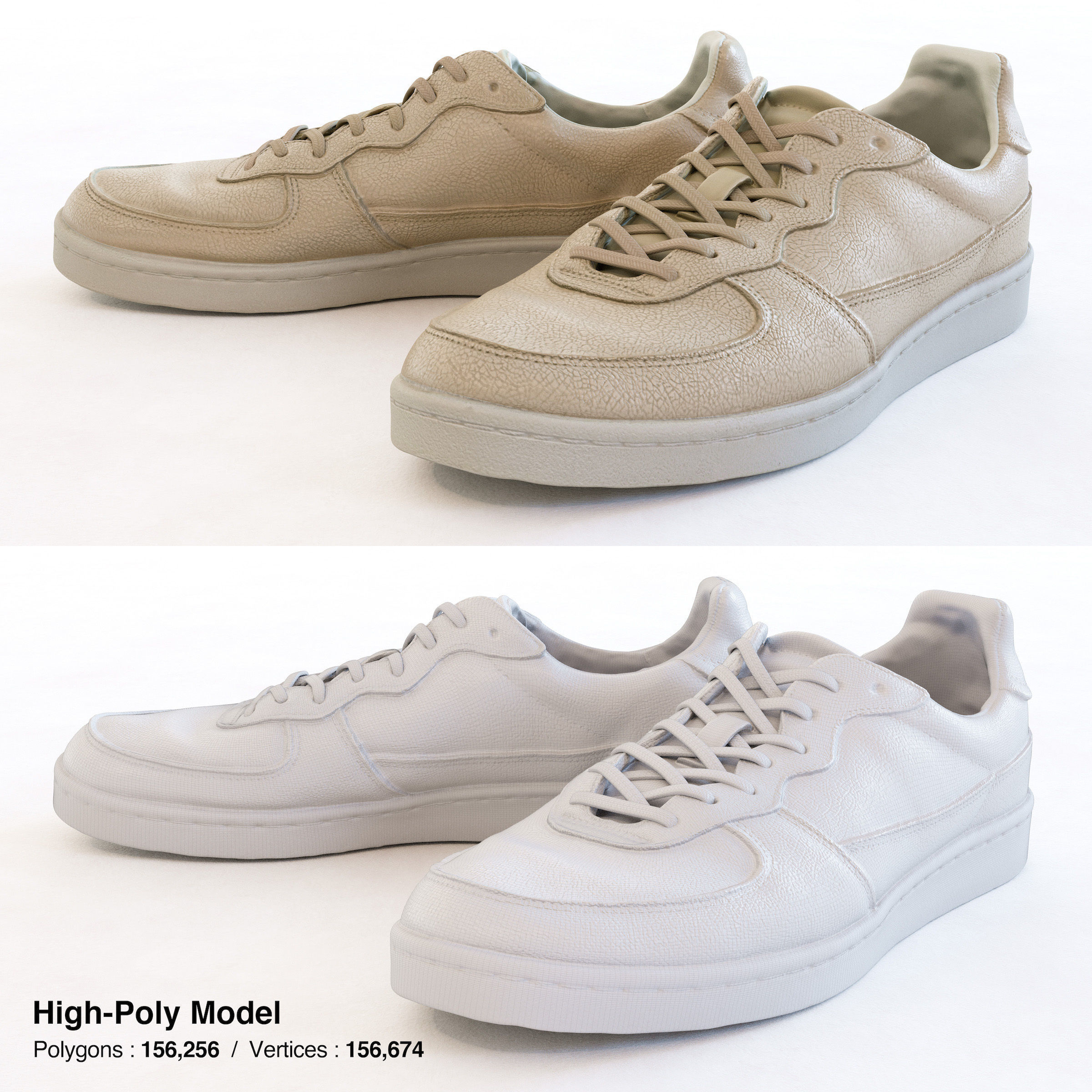 Sneakers three Low-poly 3D model_1