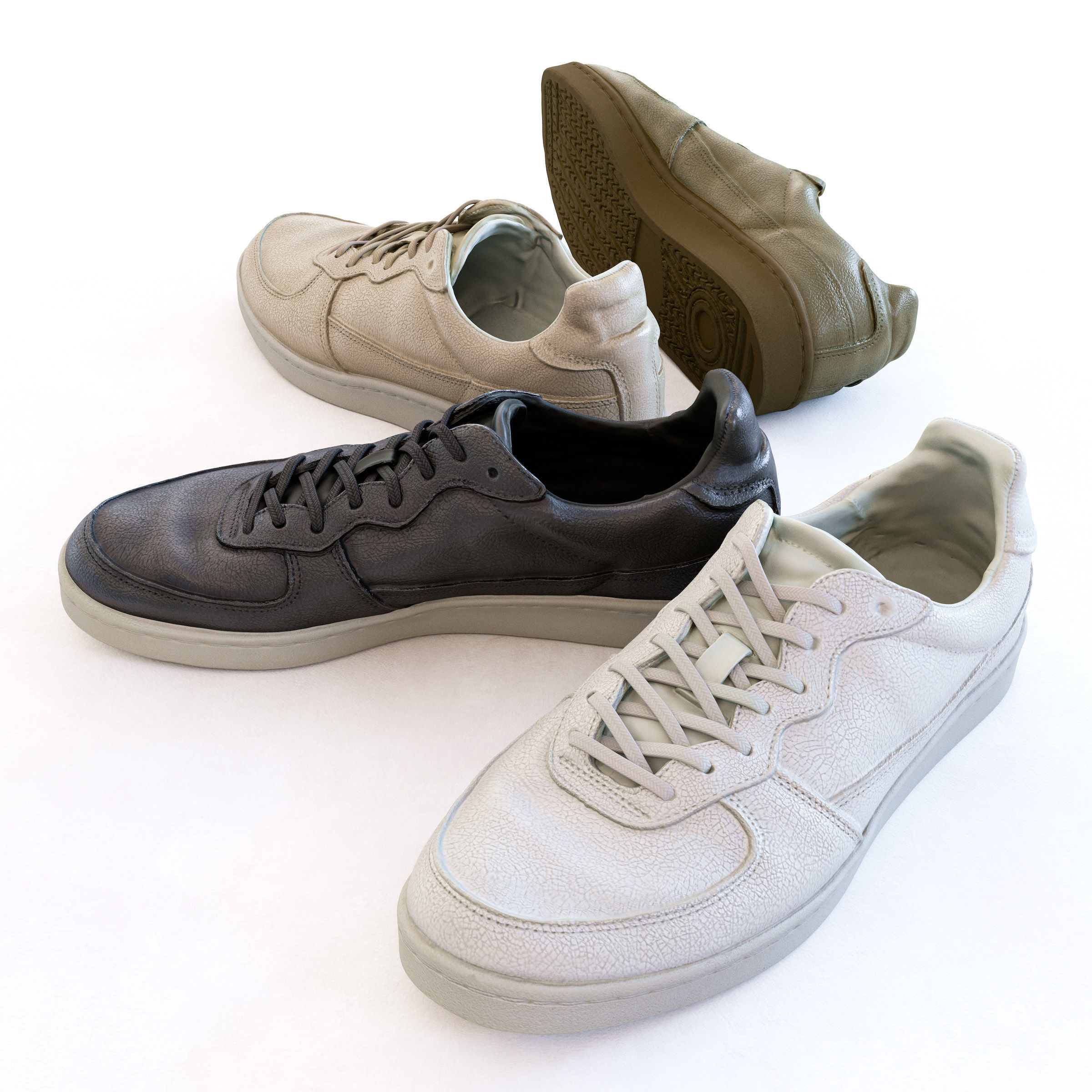 Sneakers three Low-poly 3D model_3