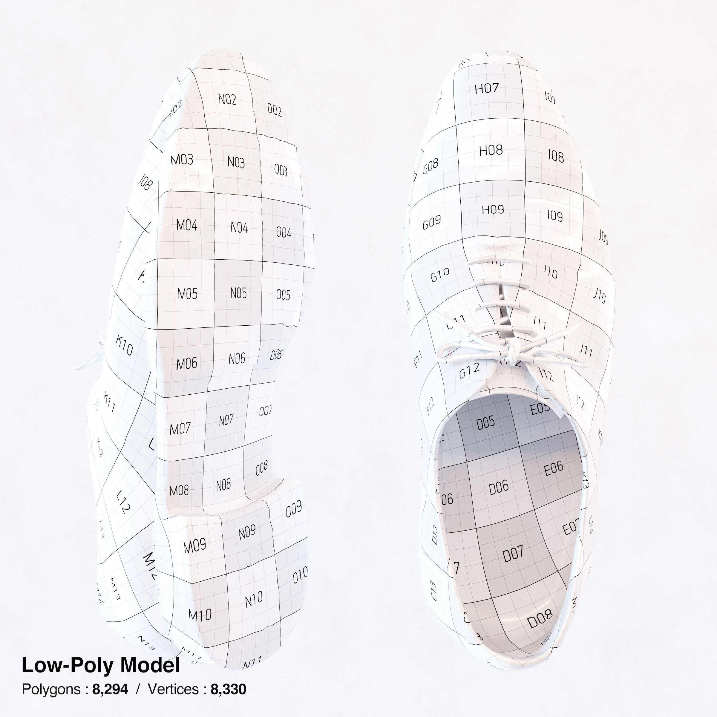 Business Shoes - Balmoral Low-poly 3D model_6
