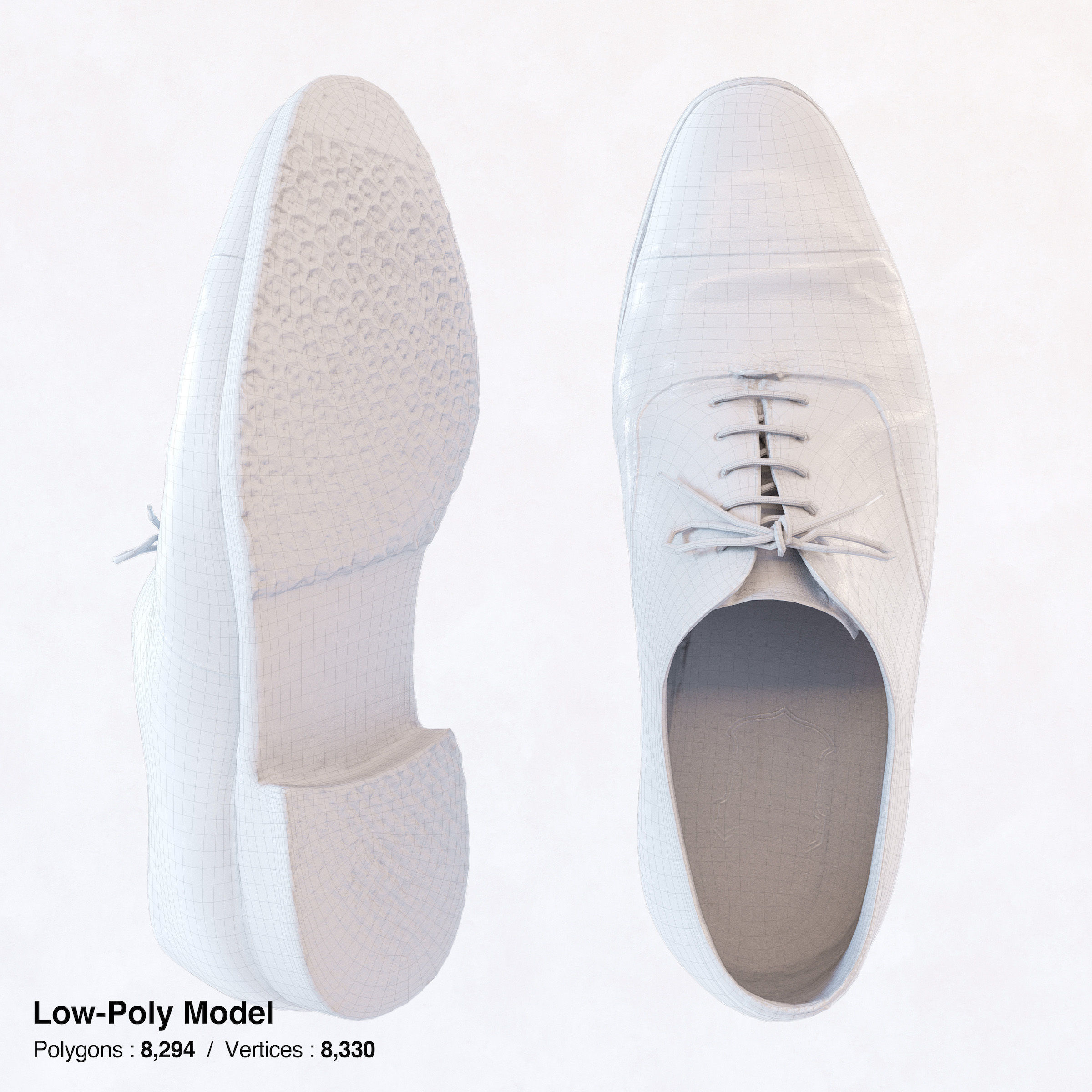 Business Shoes - Balmoral Low-poly 3D model_5