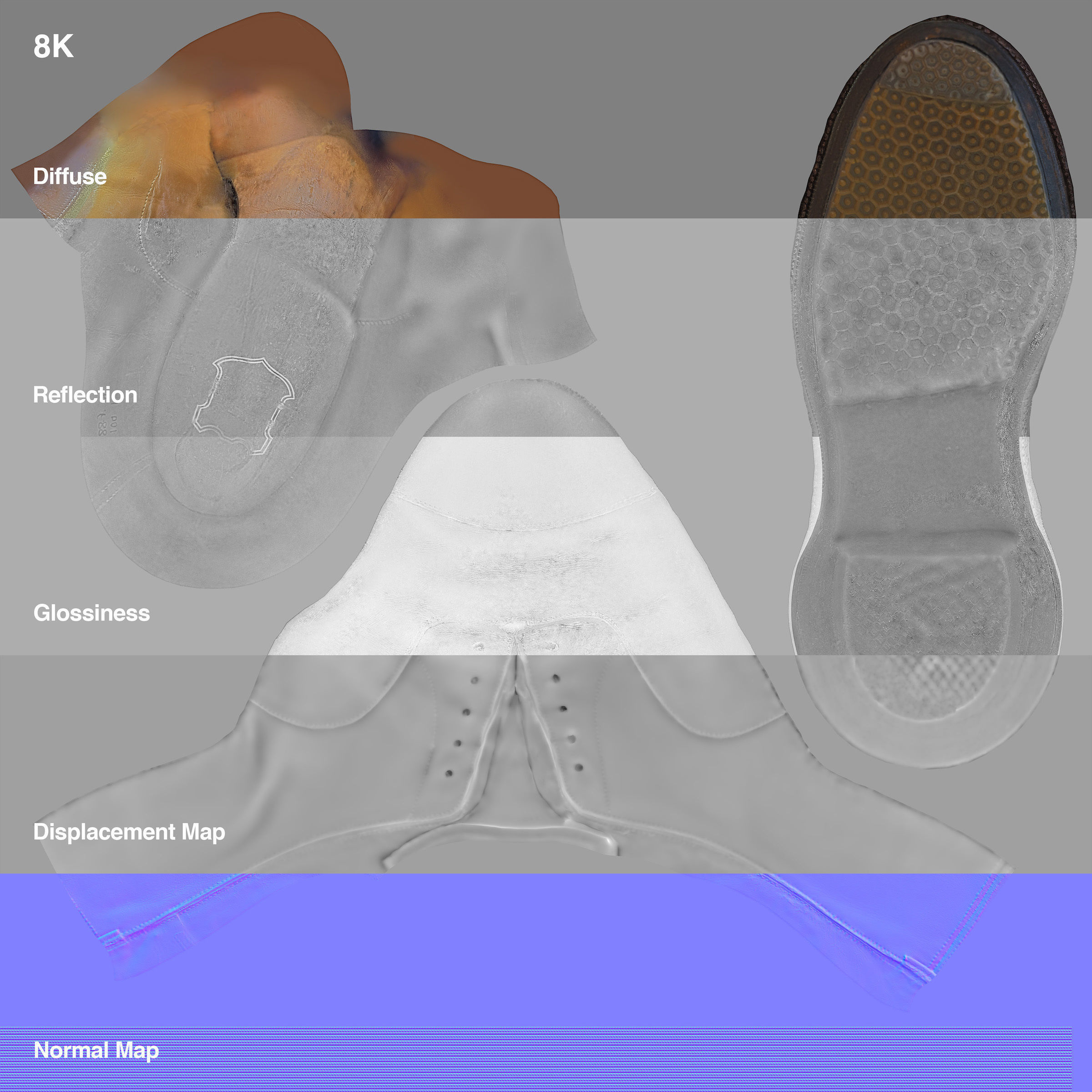 Business Shoes - Balmoral Low-poly 3D model_12