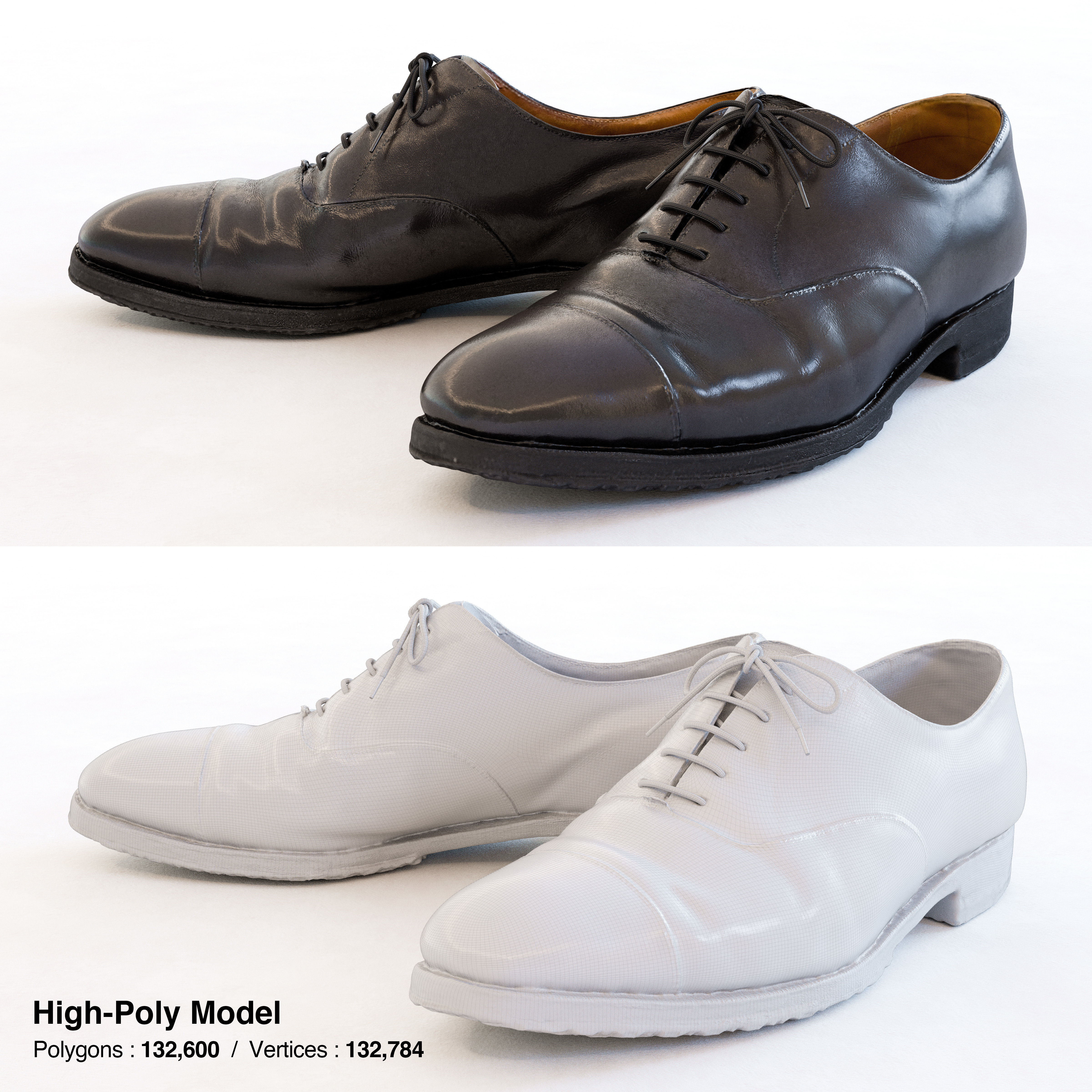 Business Shoes - Balmoral Low-poly 3D model_10