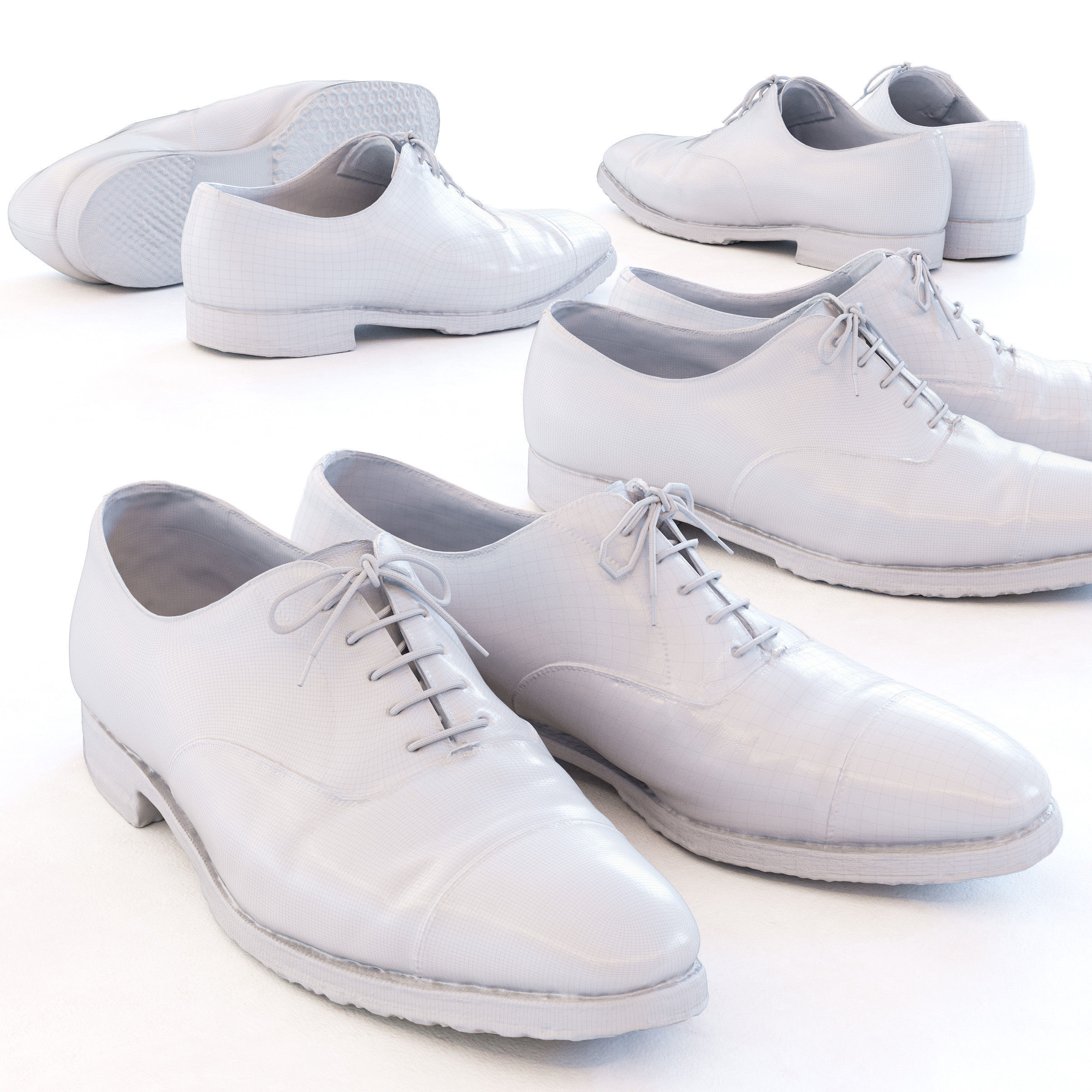 Business Shoes - Balmoral Low-poly 3D model_13