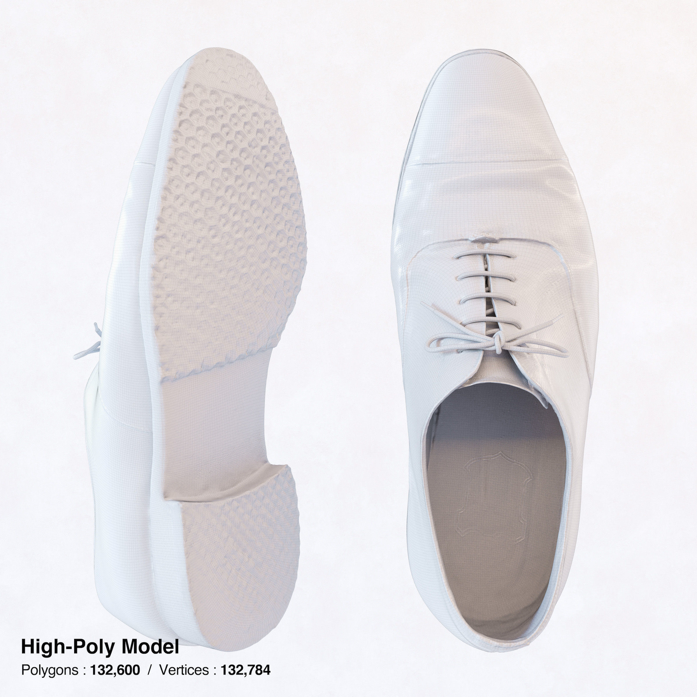 Business Shoes - Balmoral Low-poly 3D model_2