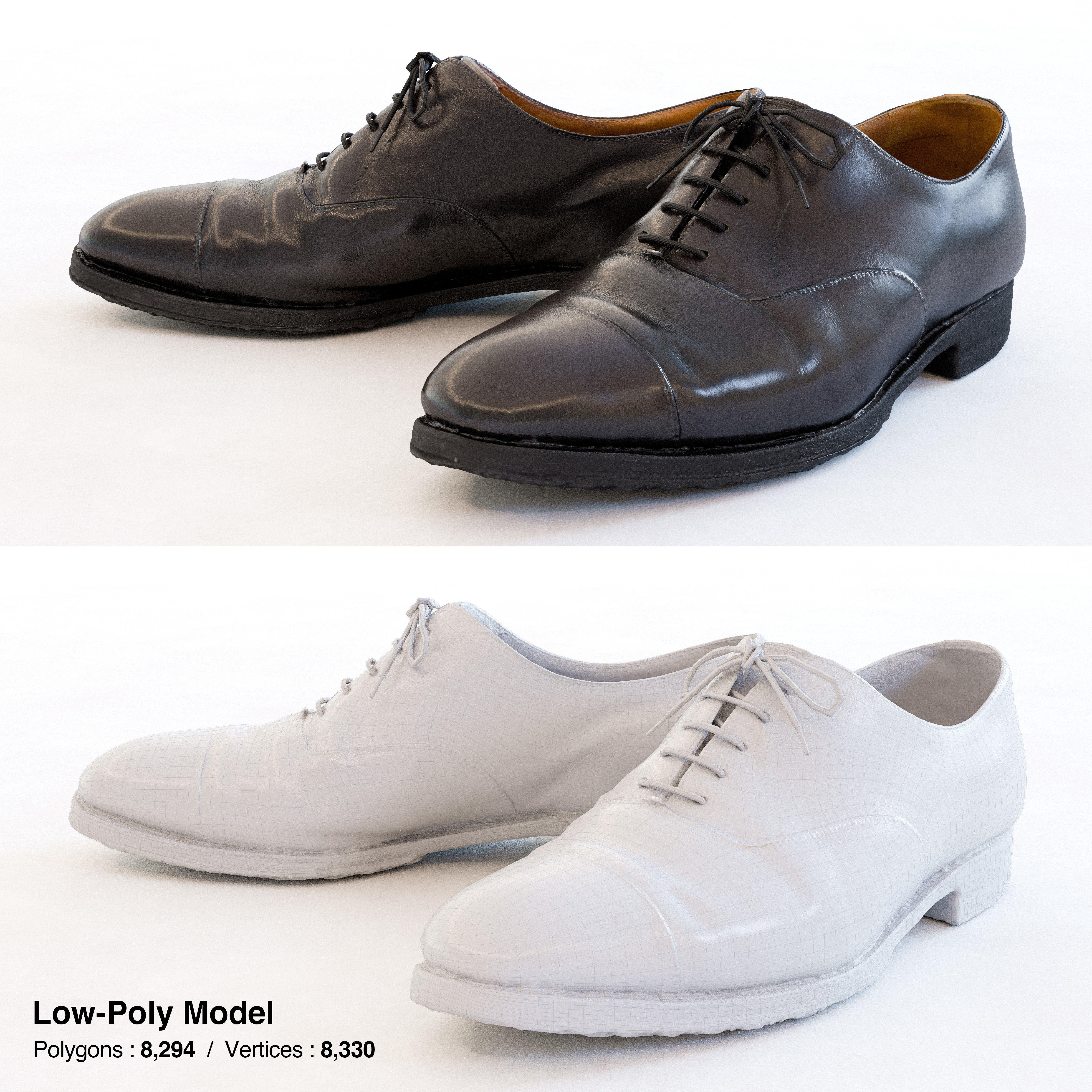 Business Shoes - Balmoral Low-poly 3D model_11