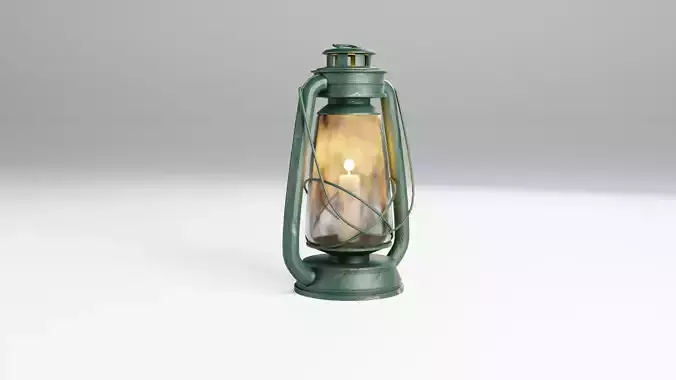Old Lantern with Candle and scratches and a bit of rust Low-poly 3D model