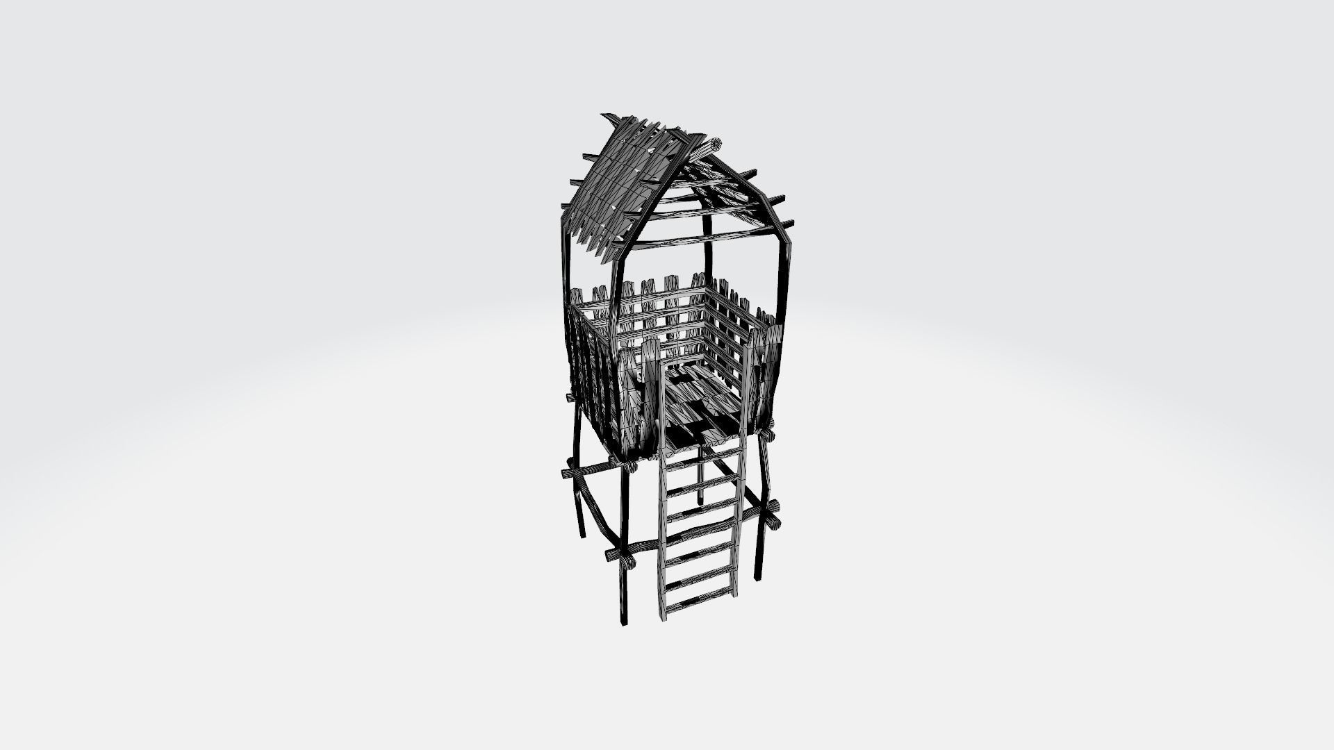 Observation tower Low-poly 3D model_4