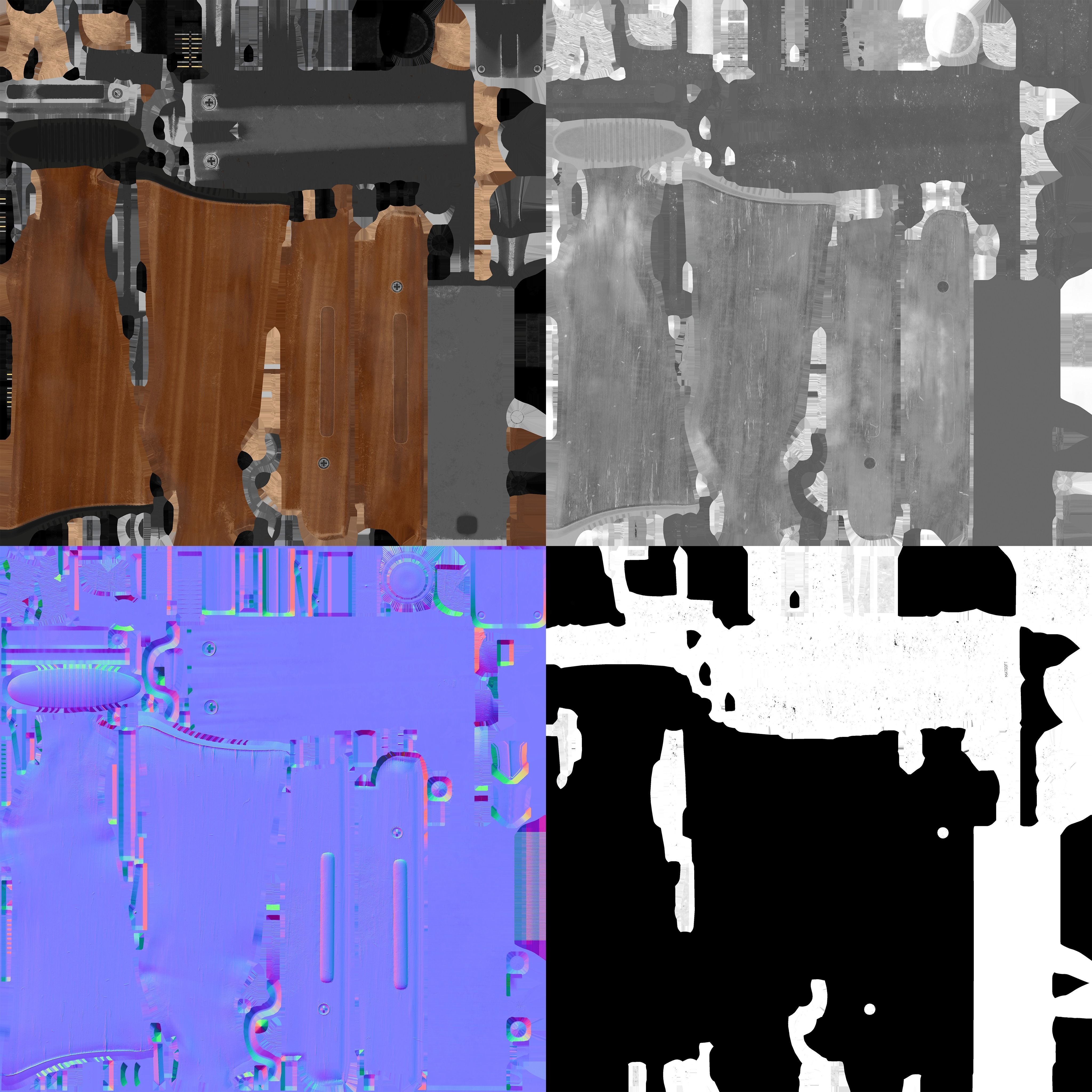 AirGun wooden rifle Low-poly 3D model_4