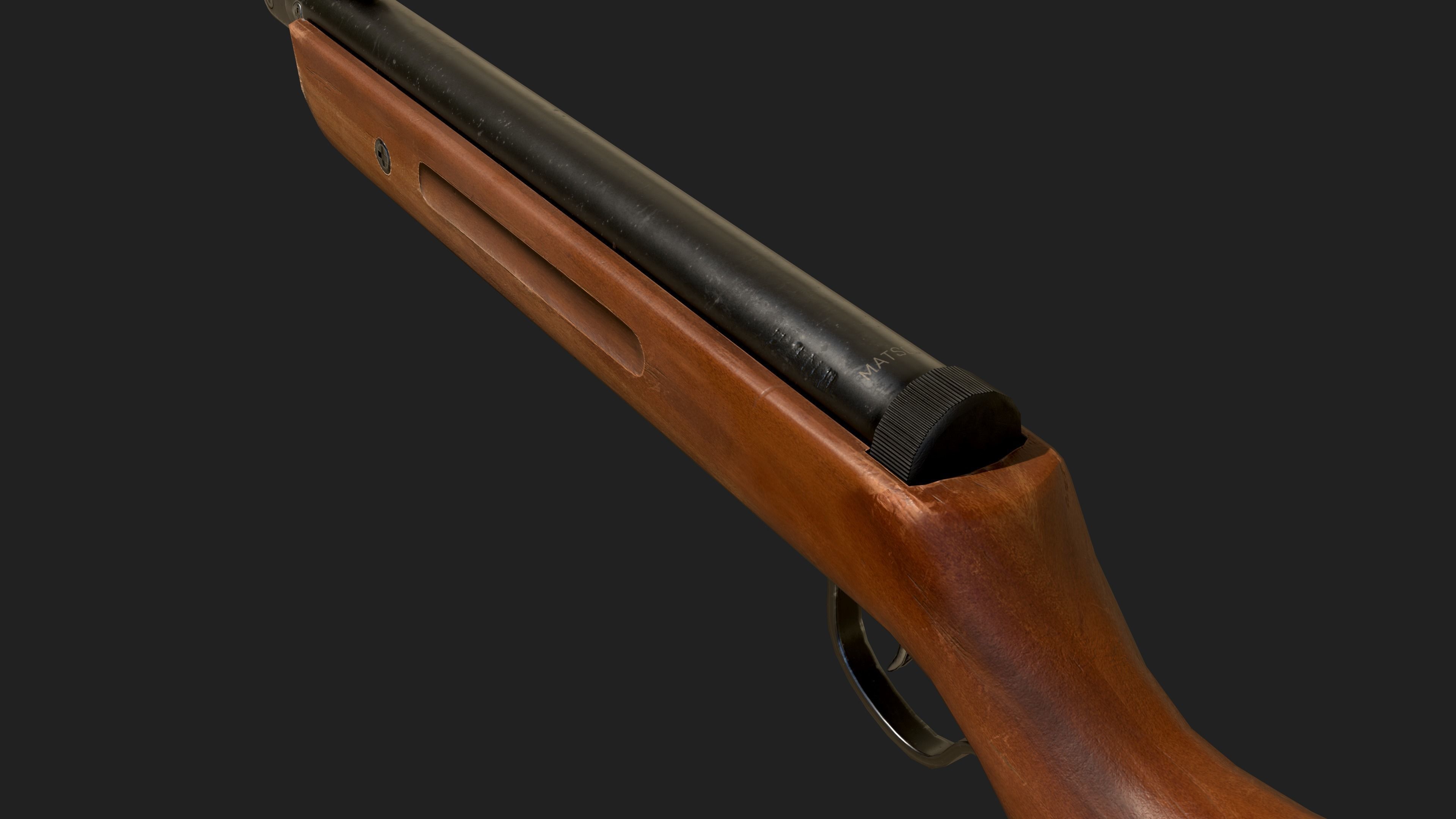 AirGun wooden rifle Low-poly 3D model_2
