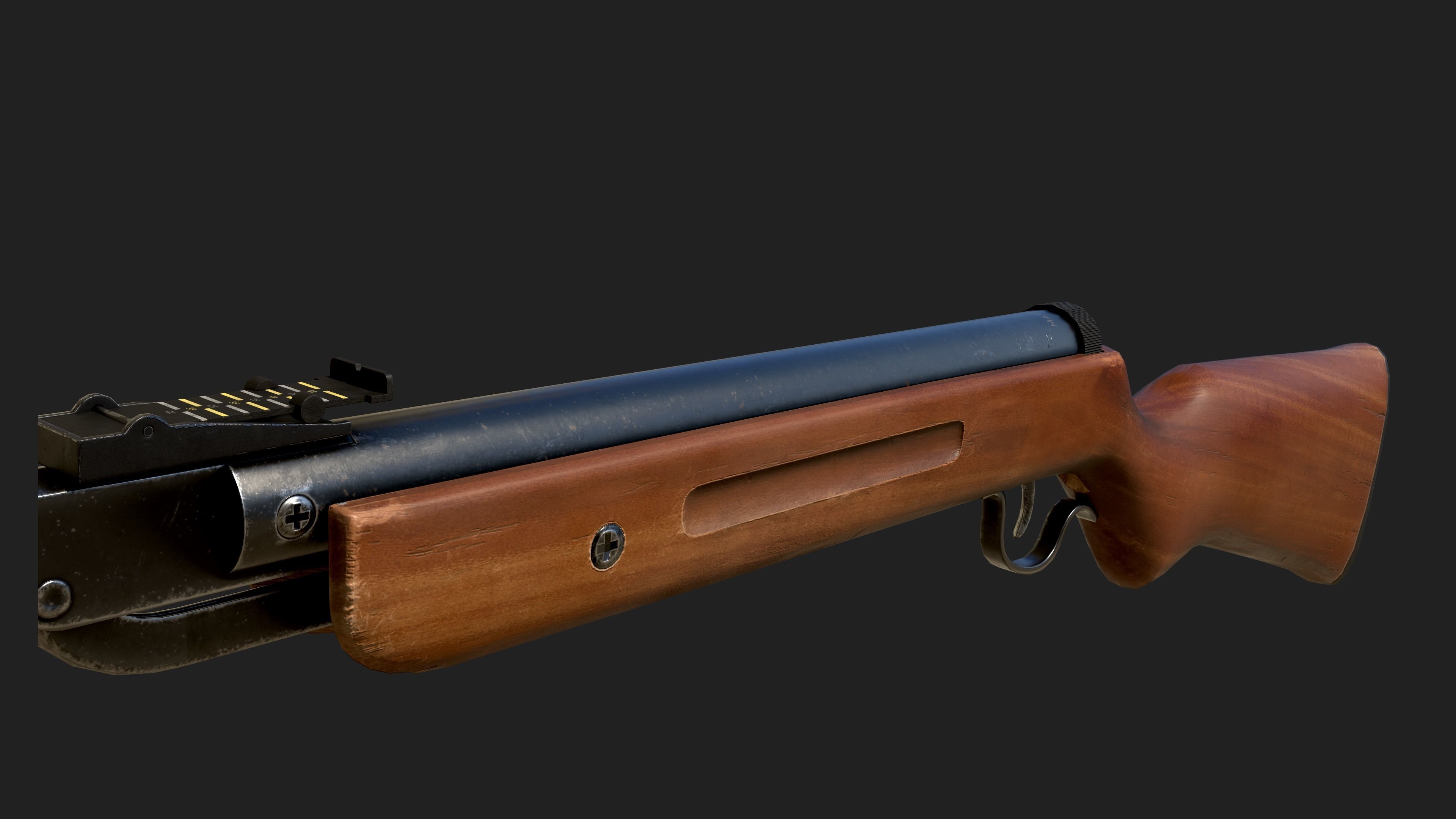 AirGun wooden rifle Low-poly 3D model_3