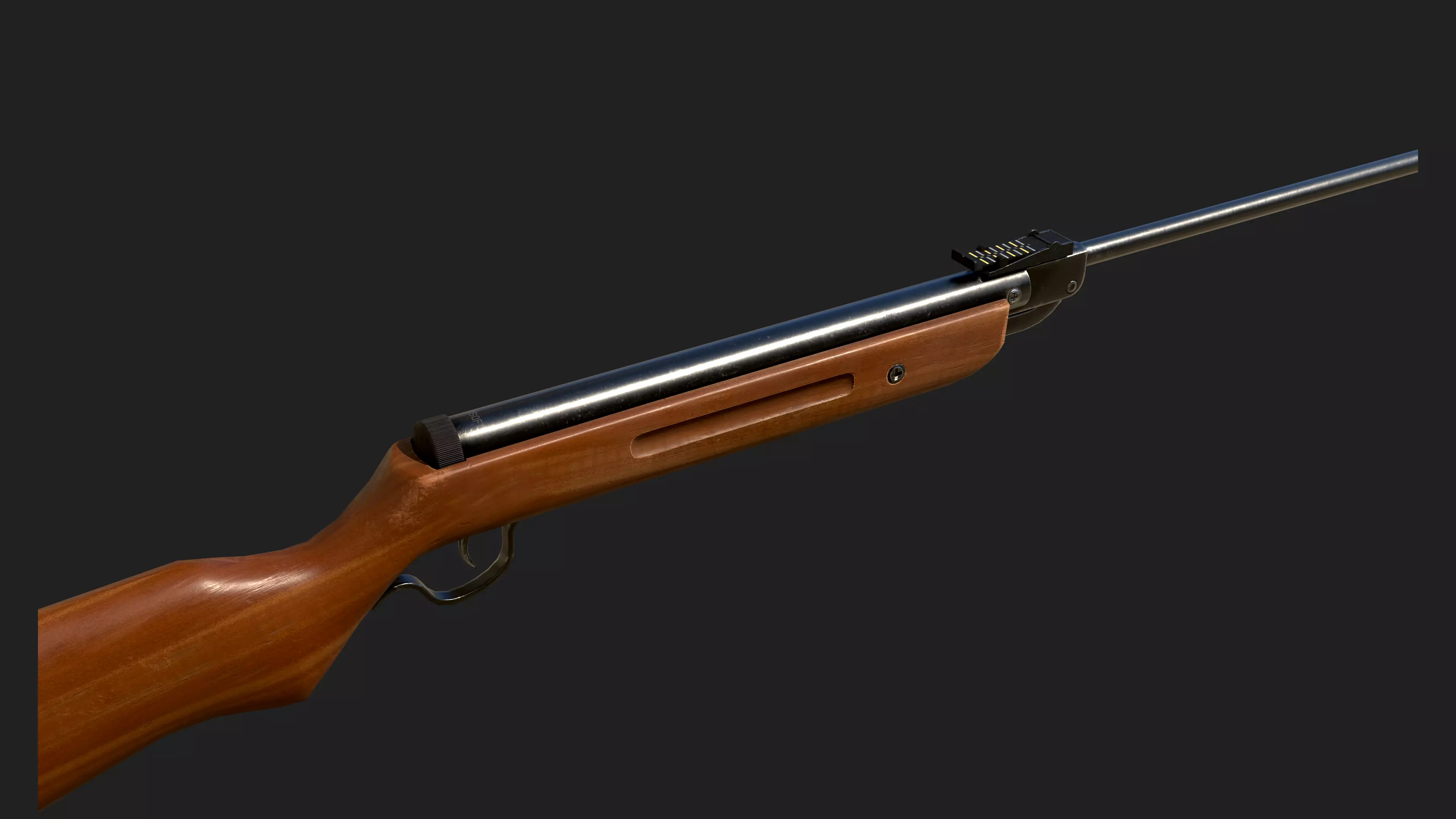 AirGun wooden rifle Low-poly 3D model_0