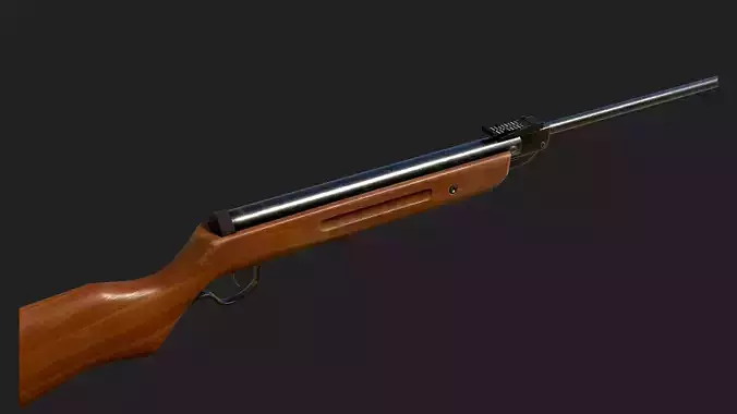 AirGun wooden rifle Low-poly 3D model