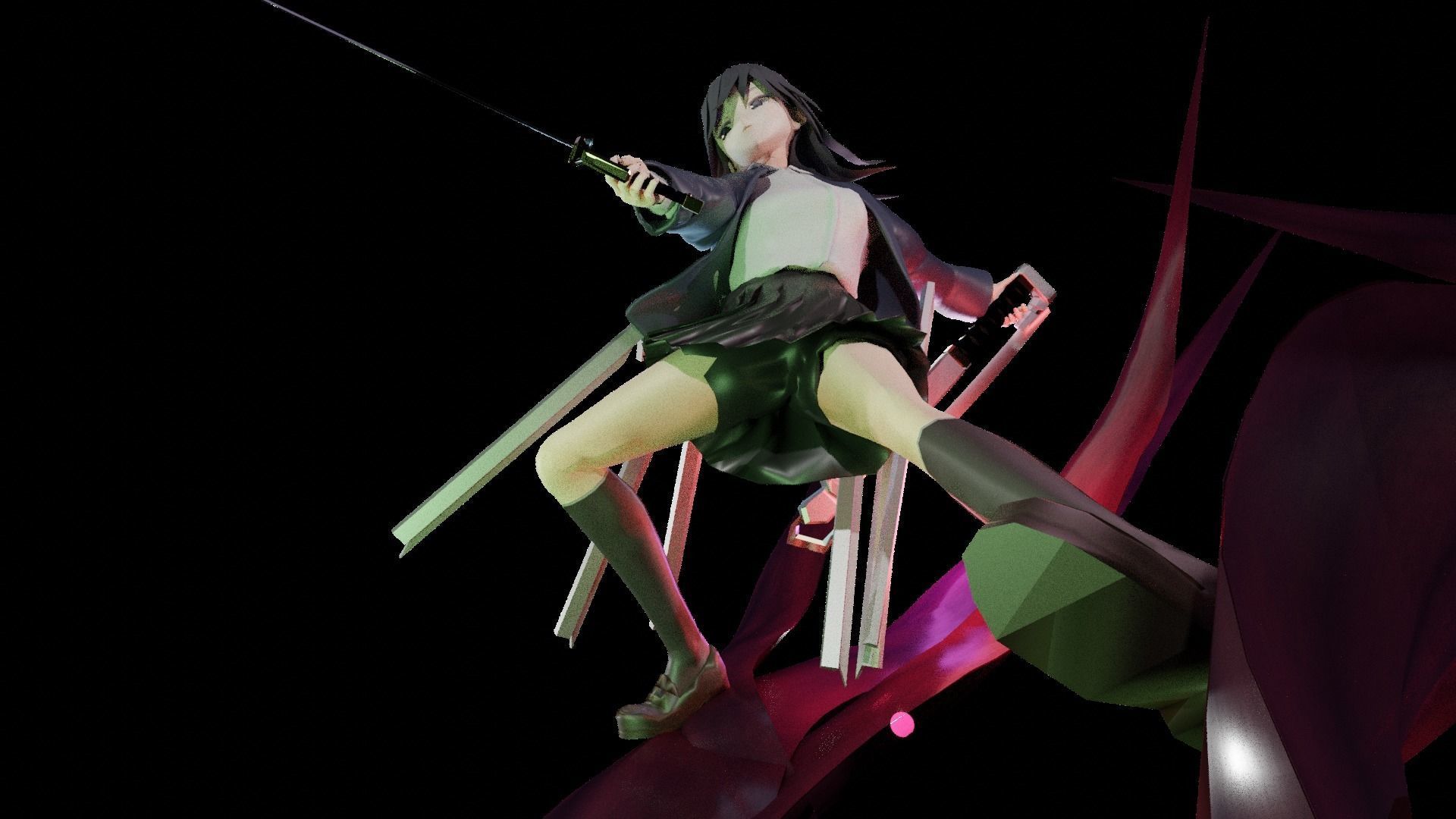 Katana anime model figure 3D model_7