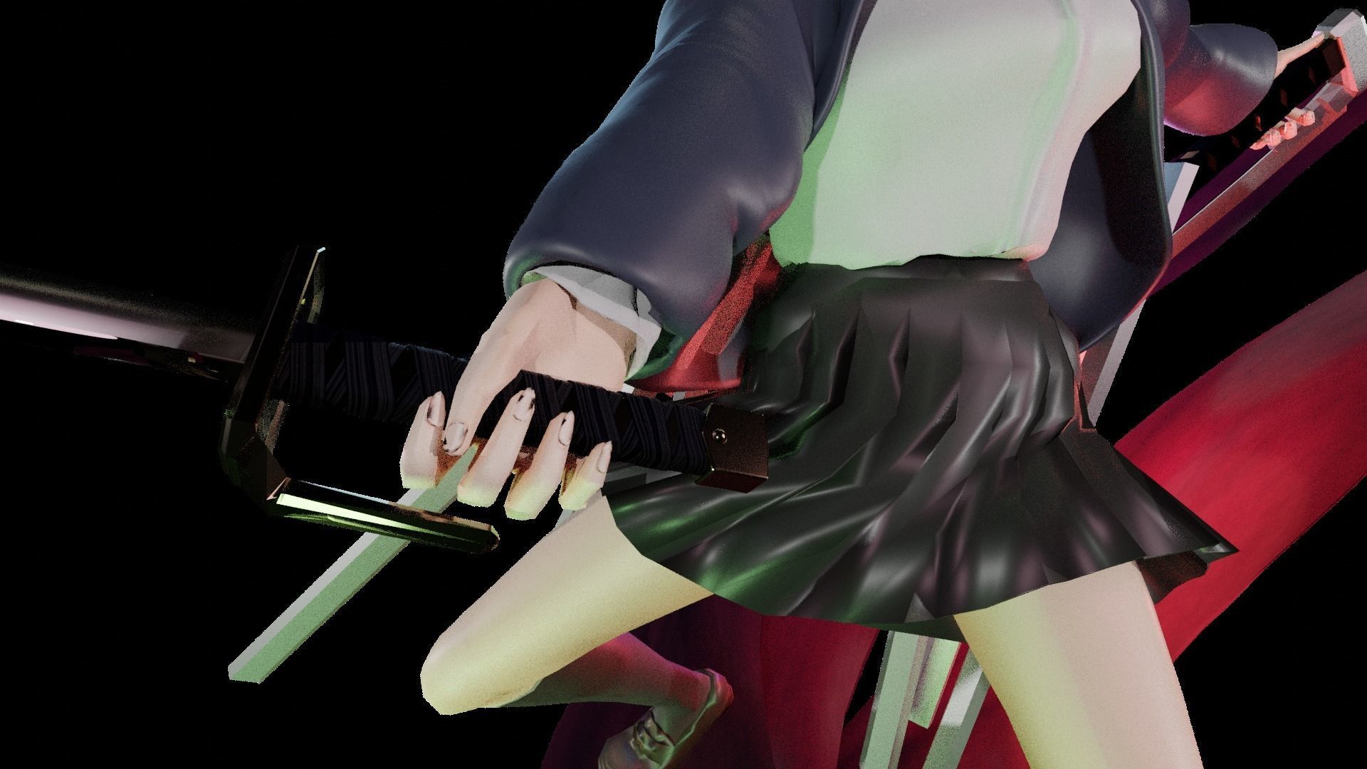 Katana anime model figure 3D model_5