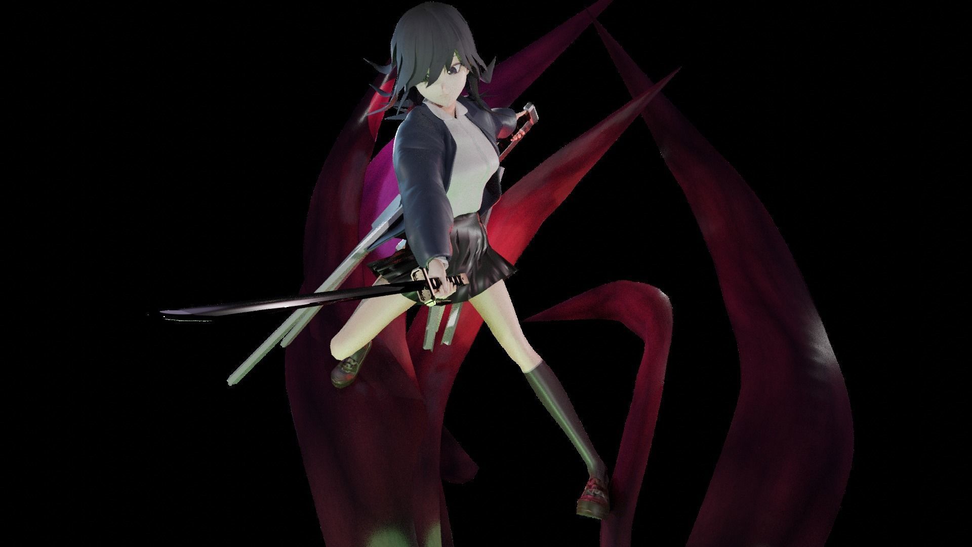 Katana anime model figure 3D model_1