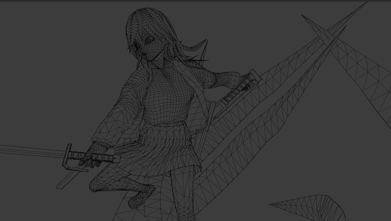Katana anime model figure 3D model_6