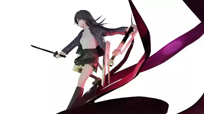 Katana anime model figure 3D model