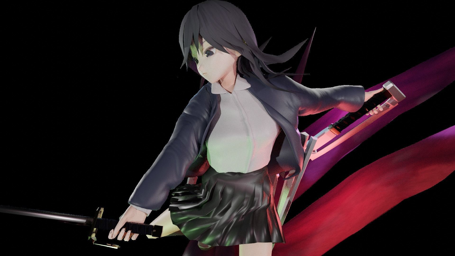 Katana anime model figure 3D model_2