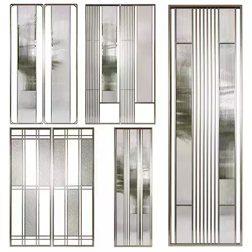 Partition 3 two glass doors with metal slats